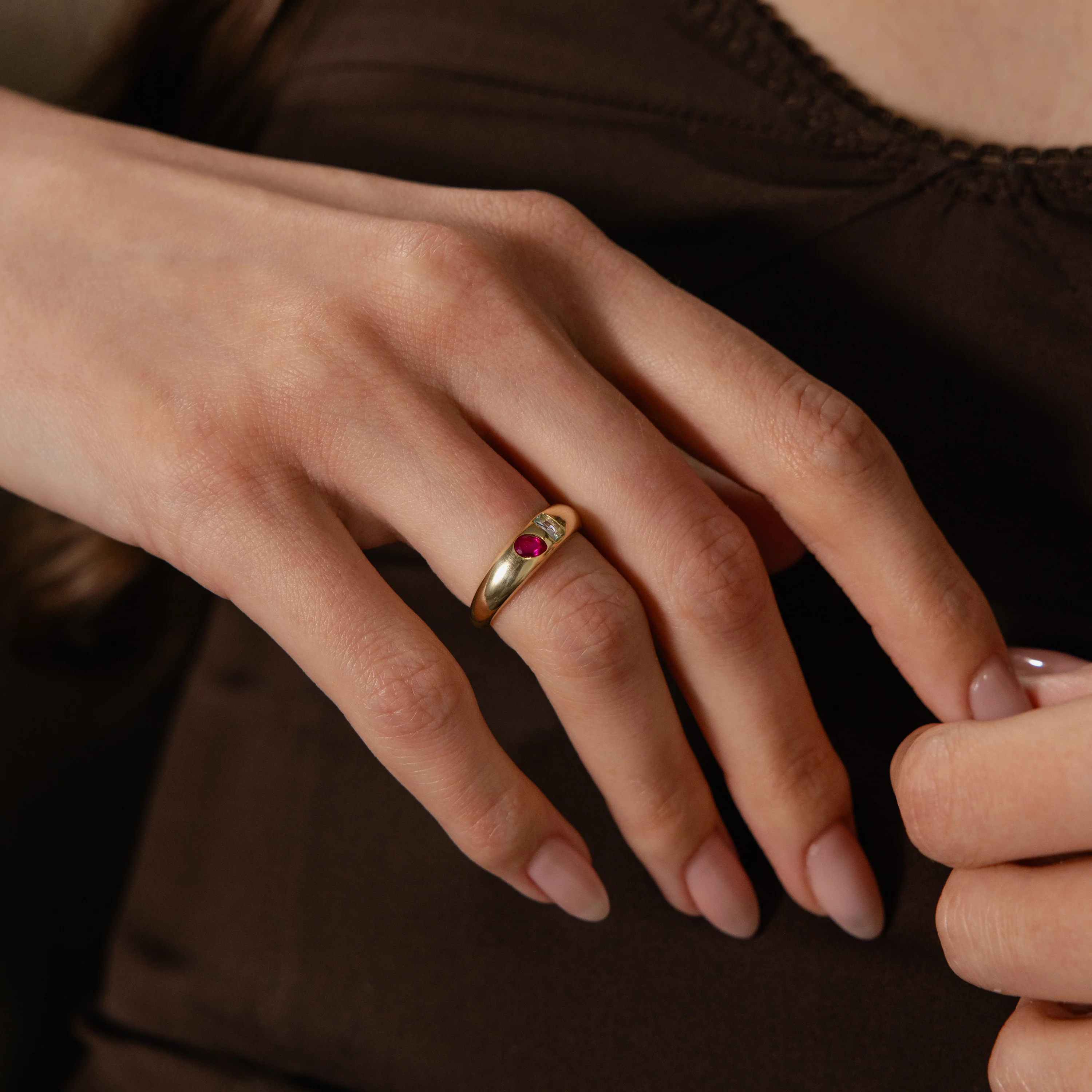 Toi et Moi Dome Ring in 18K Gold - Image 2