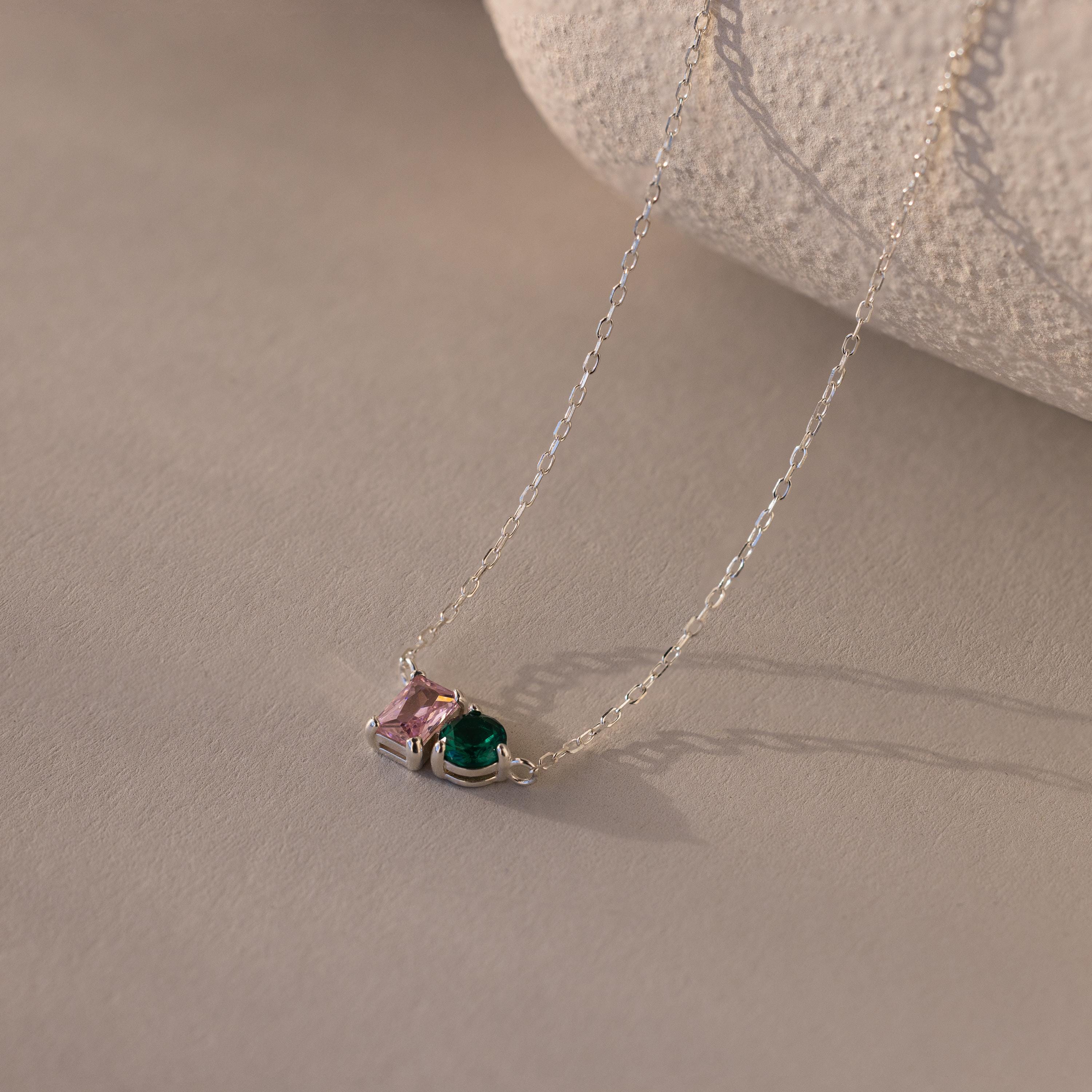 Toi et Moi Emerald Birthstone Necklace - Image 3