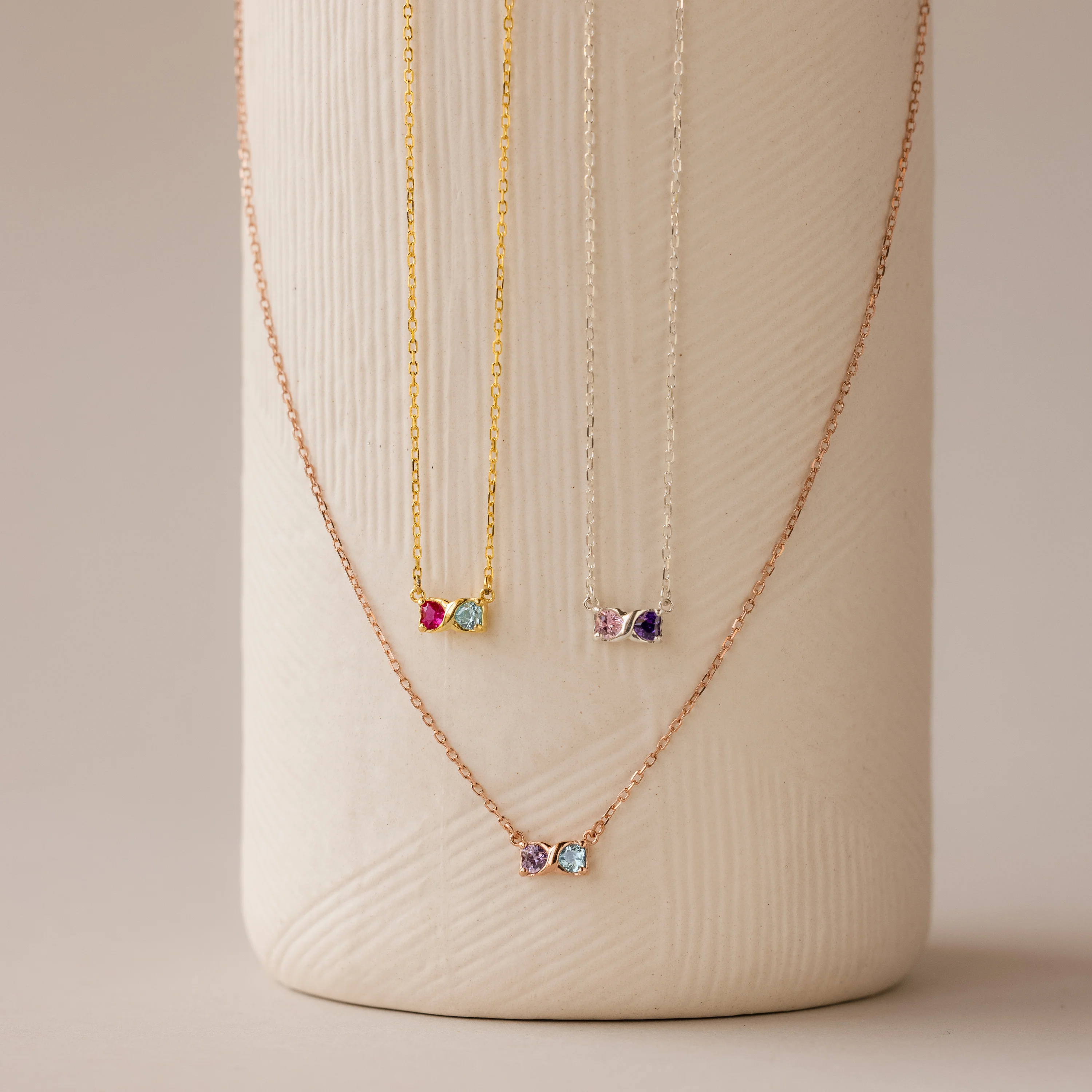Toi et Moi Infinity Heart Birthstone Necklace - Image 3