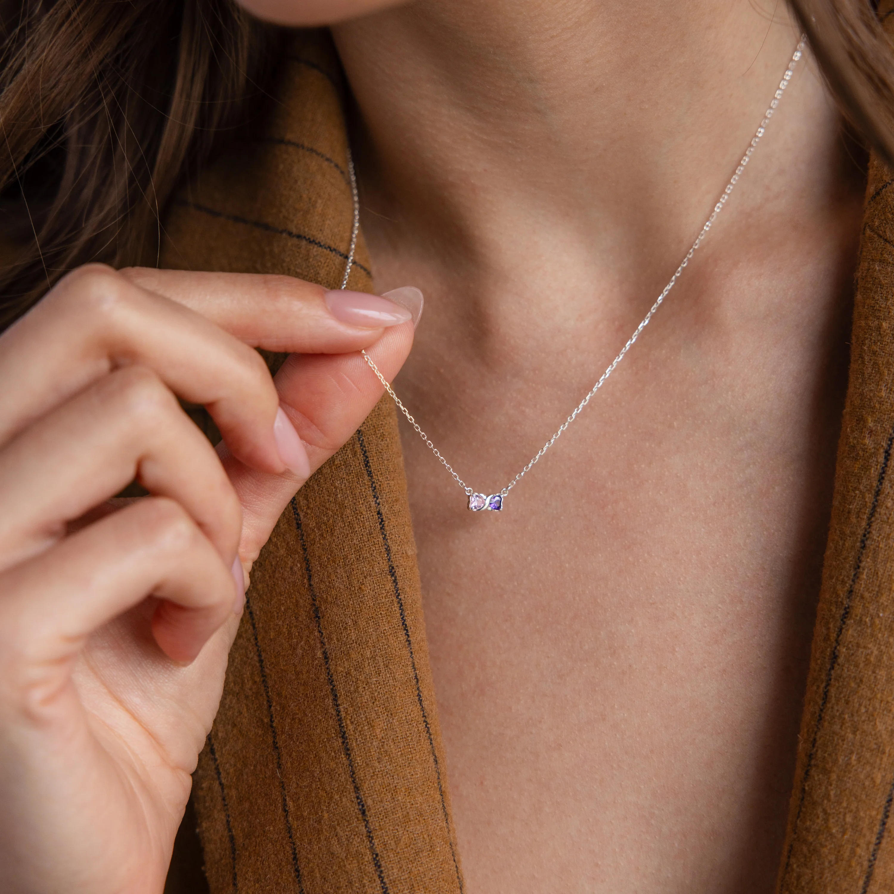 Toi et Moi Infinity Heart Birthstone Necklace - Image 4