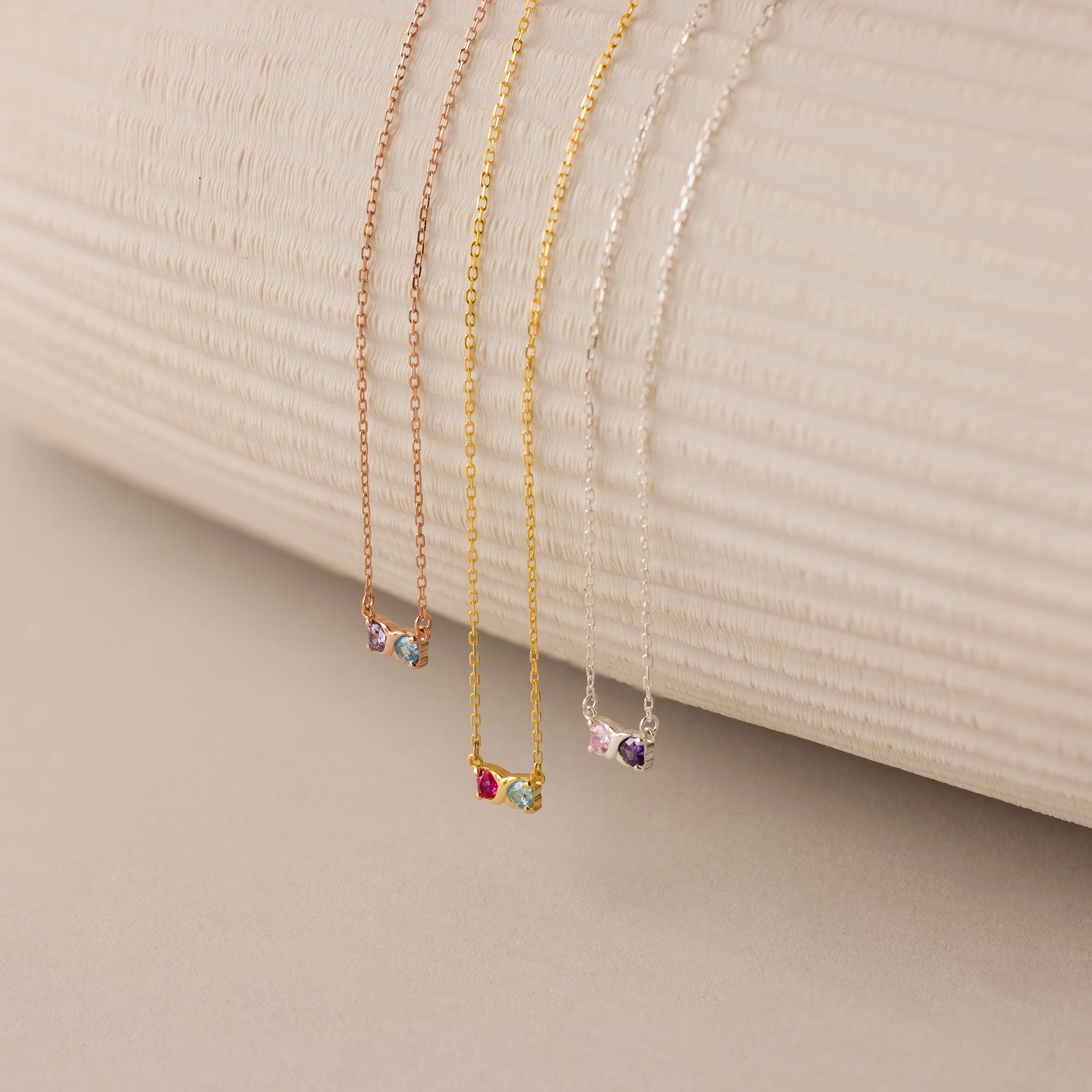 Toi et Moi Infinity Heart Birthstone Necklace - Image 7