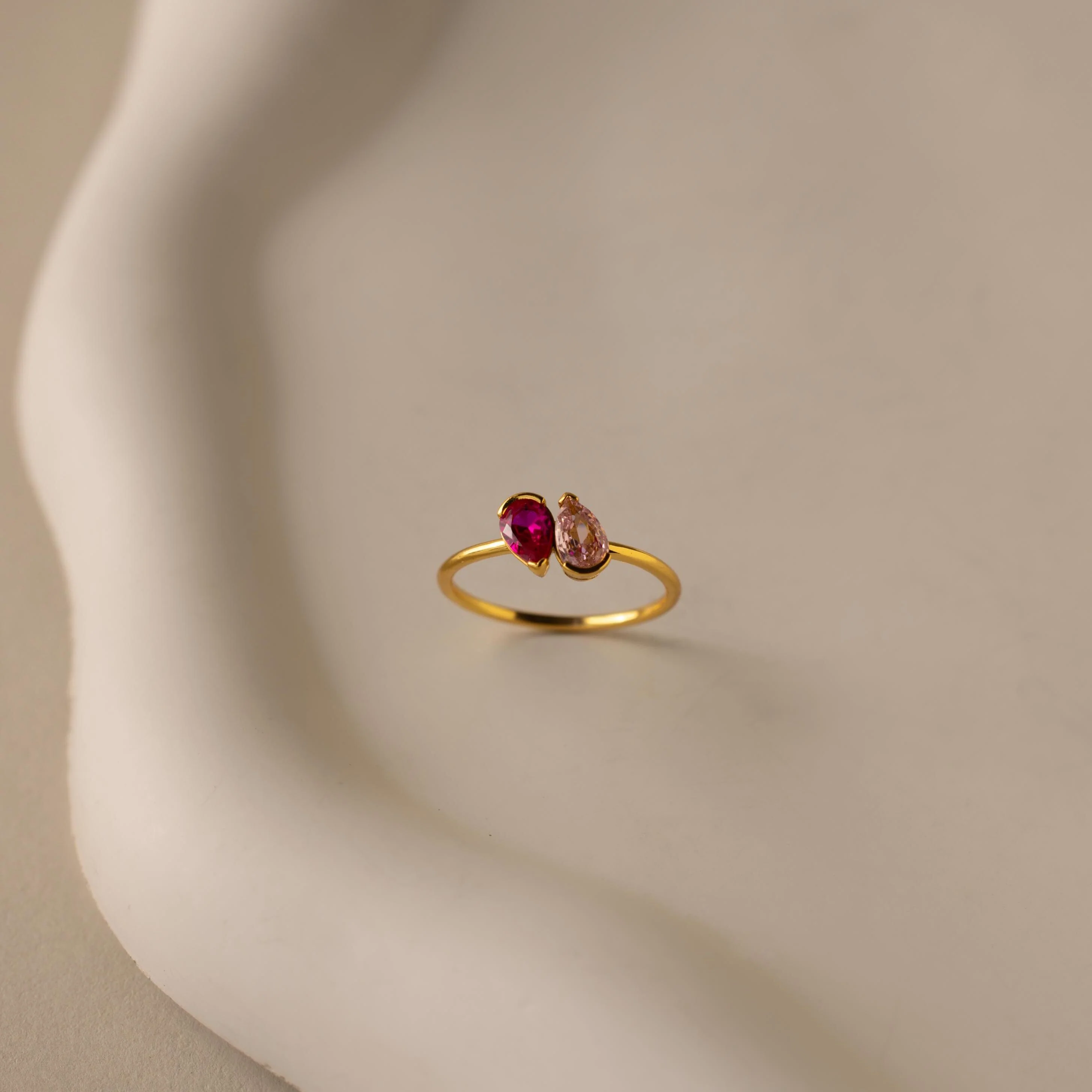 Toi et Moi Pear Birthstone Ring - Image 3