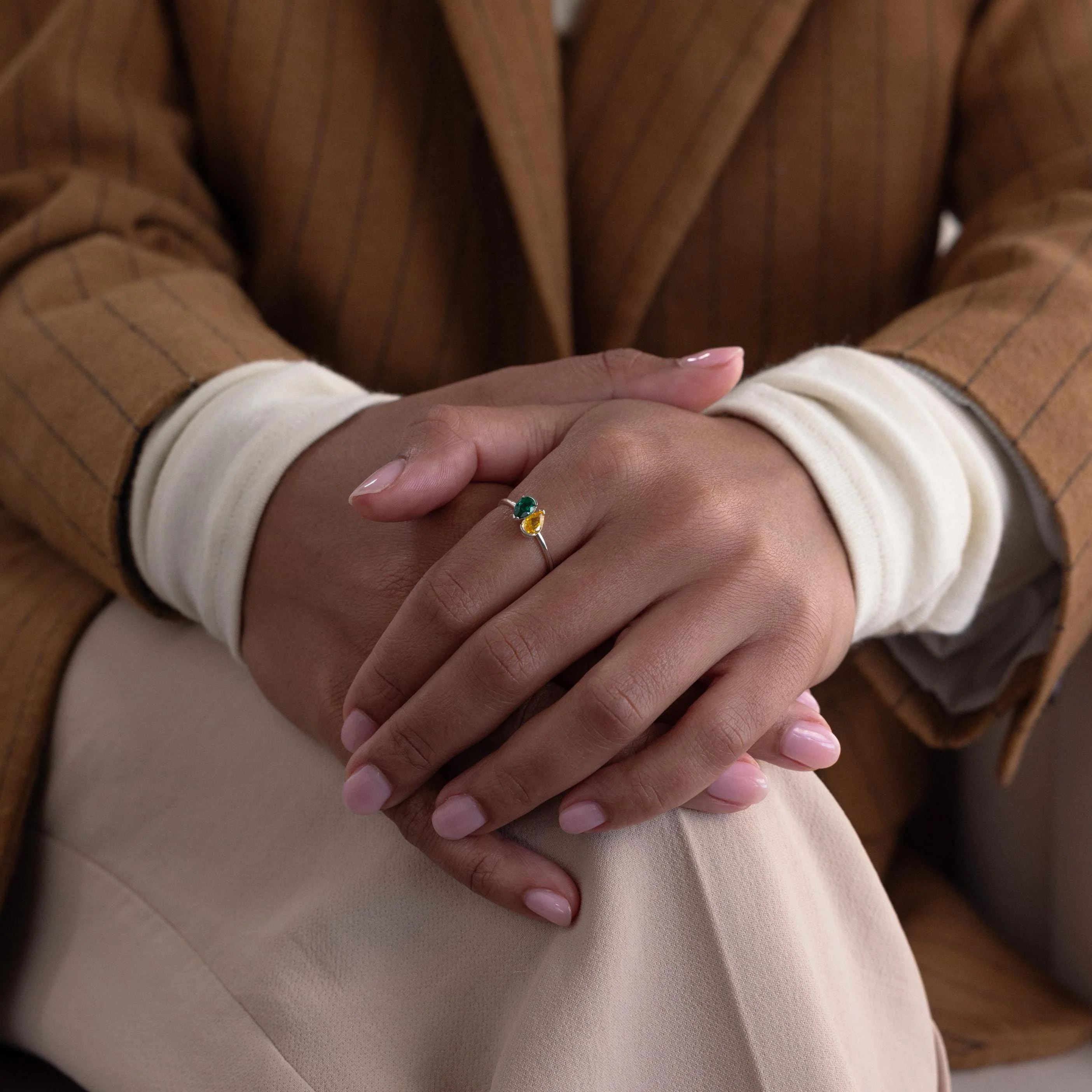 Toi et Moi Pear Birthstone Ring - Image 4