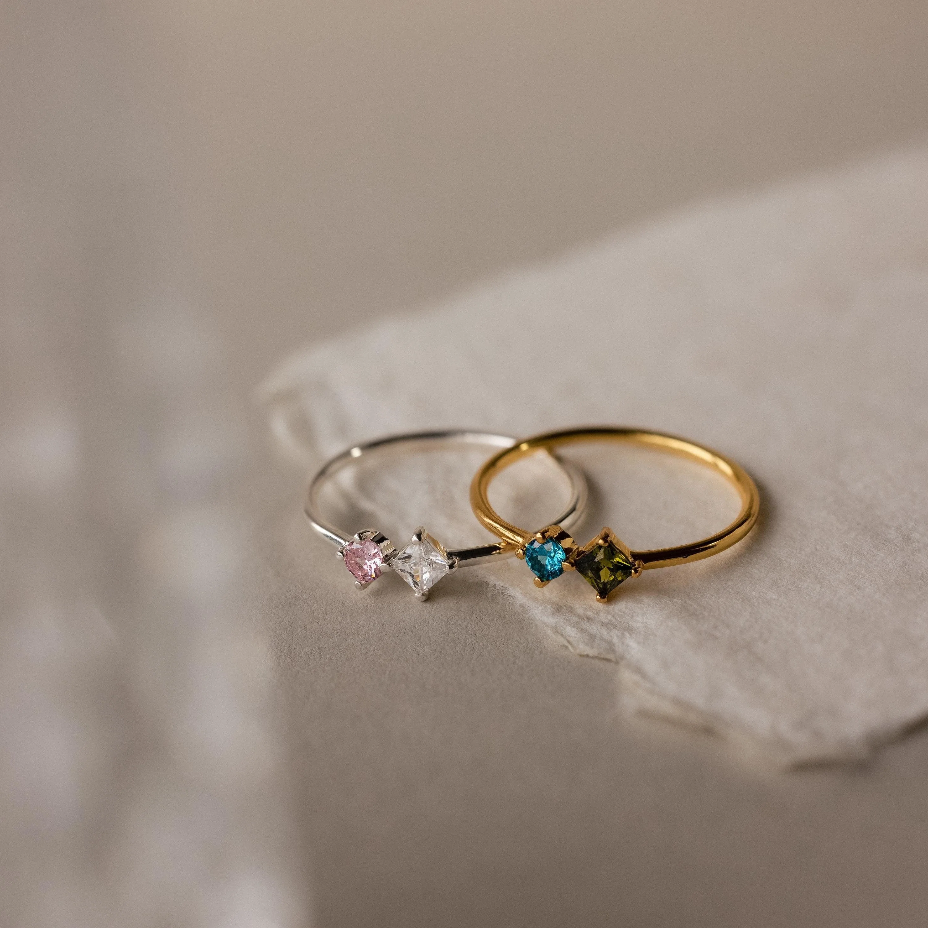 Toi et Moi Princess Birthstone Ring - Image 5