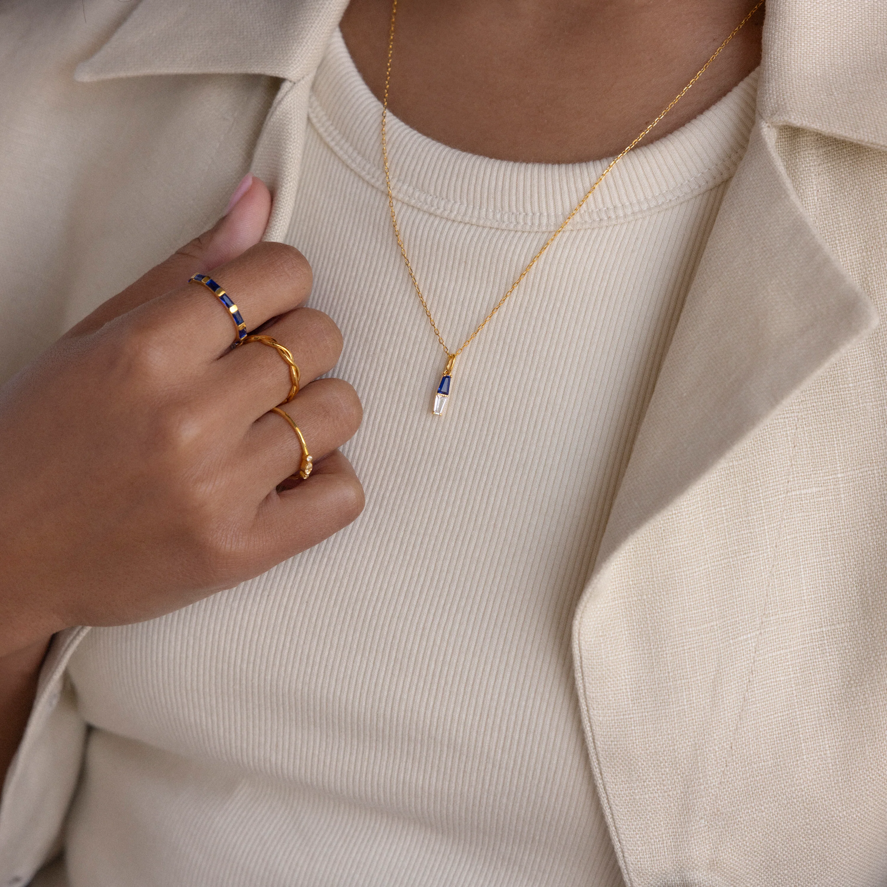 Toi et Moi Tapered Birthstone Necklace - Image 5