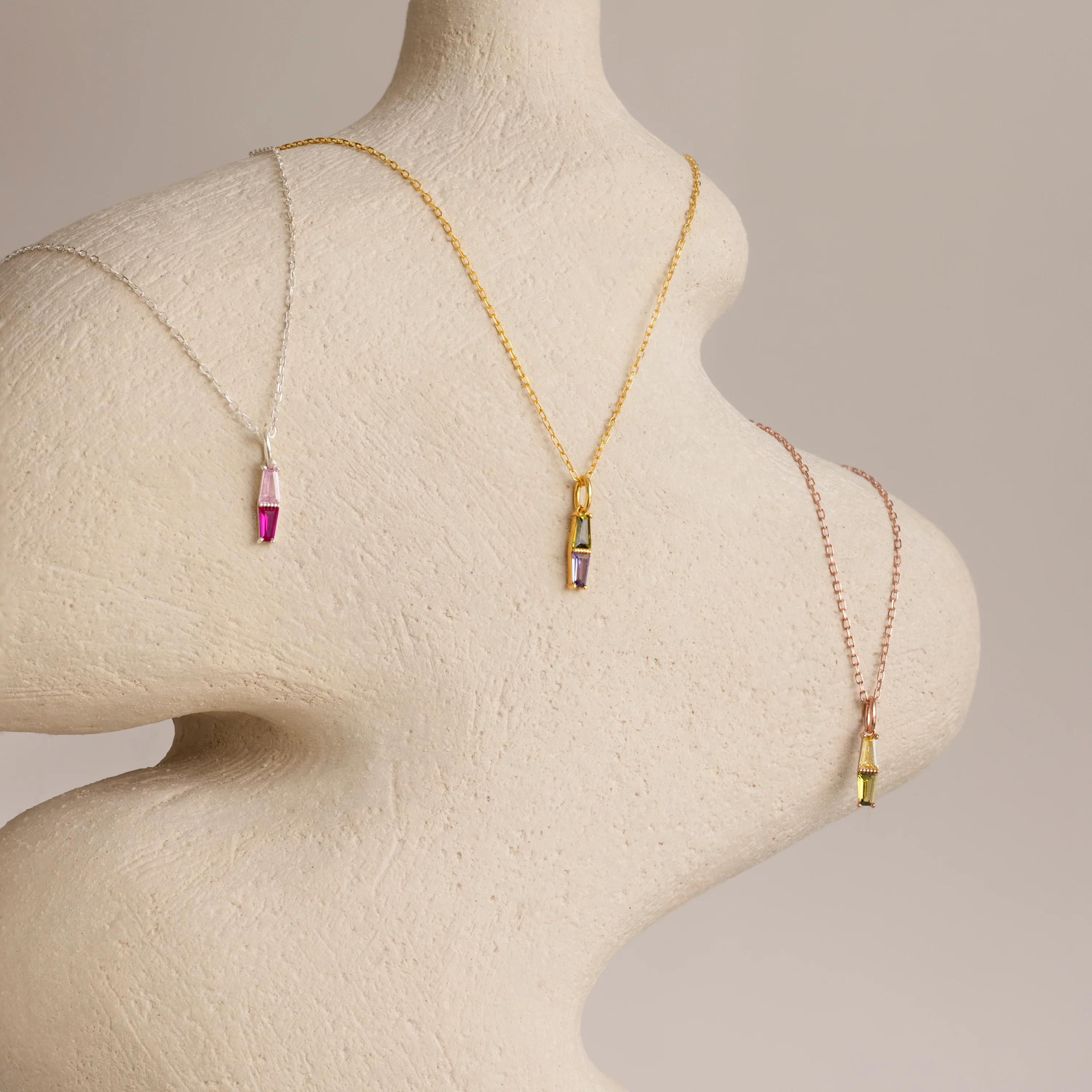 Toi et Moi Tapered Birthstone Necklace - Image 7