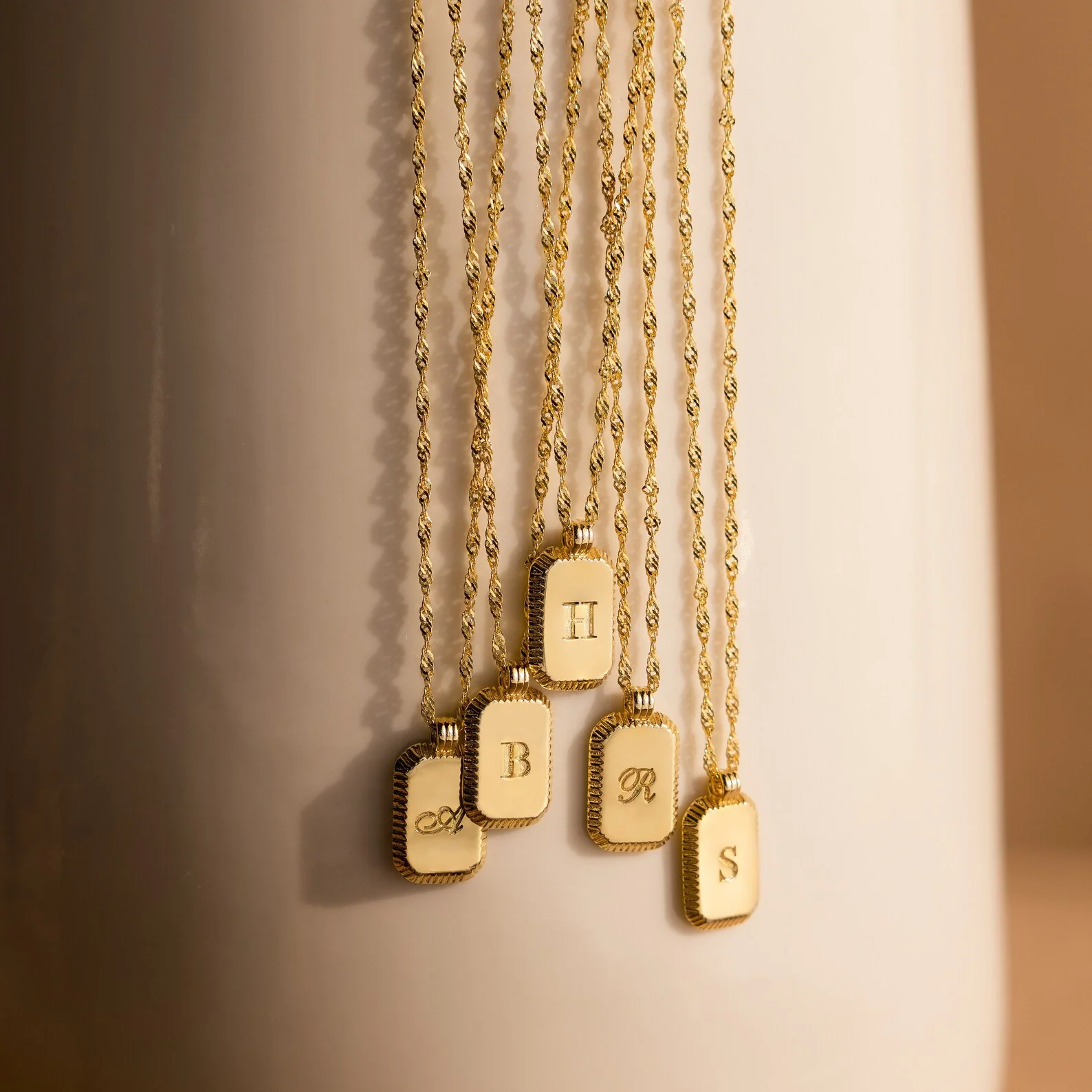 Traditional Ribbed Initial Necklace - Image 3