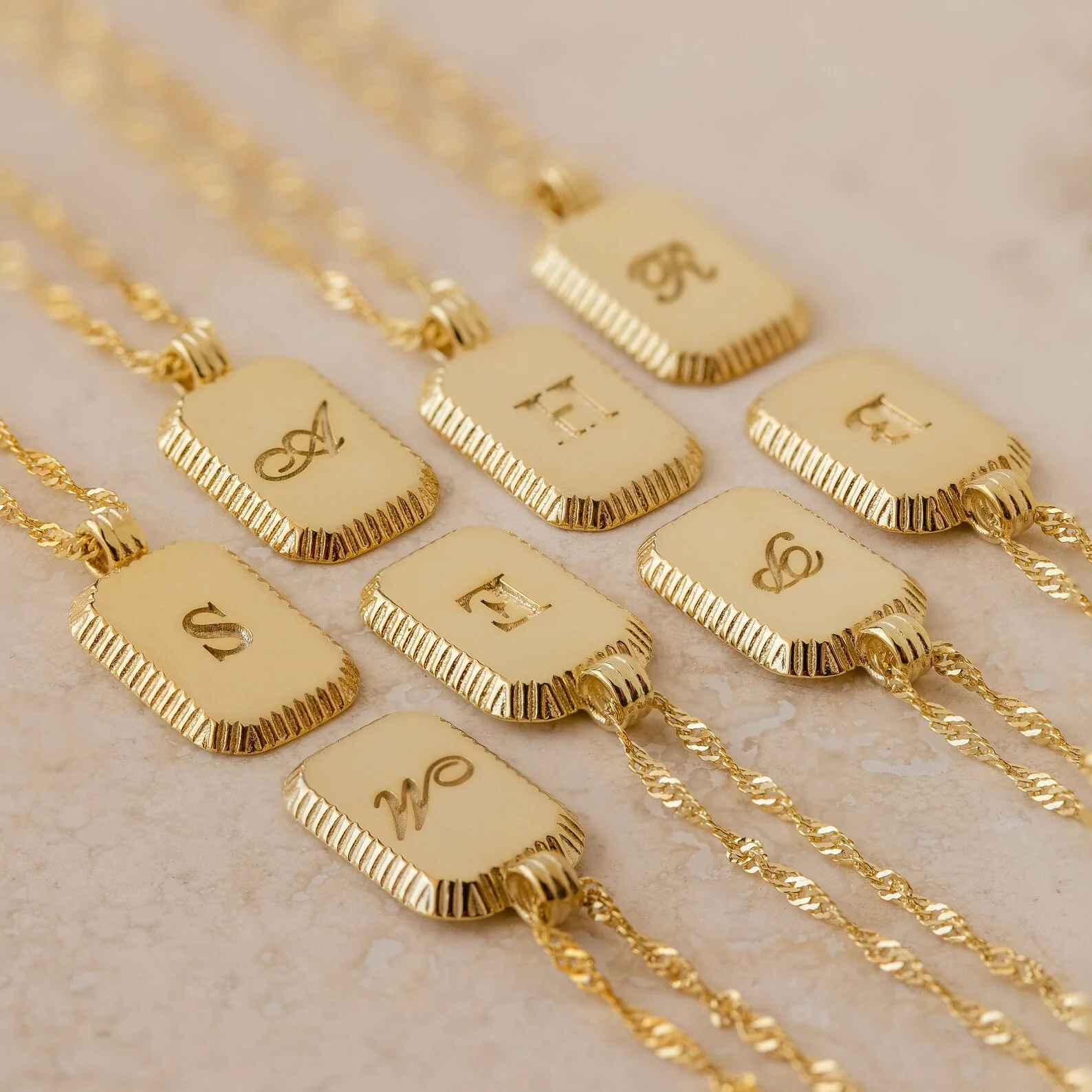 Traditional Ribbed Initial Necklace - Image 7