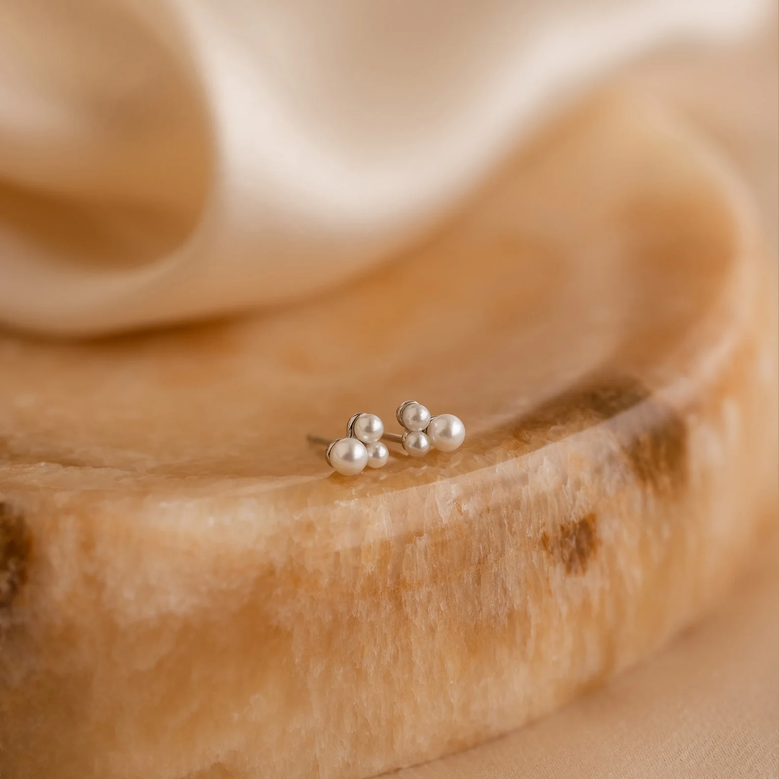 Trio Cluster Pearl Studs - Image 5