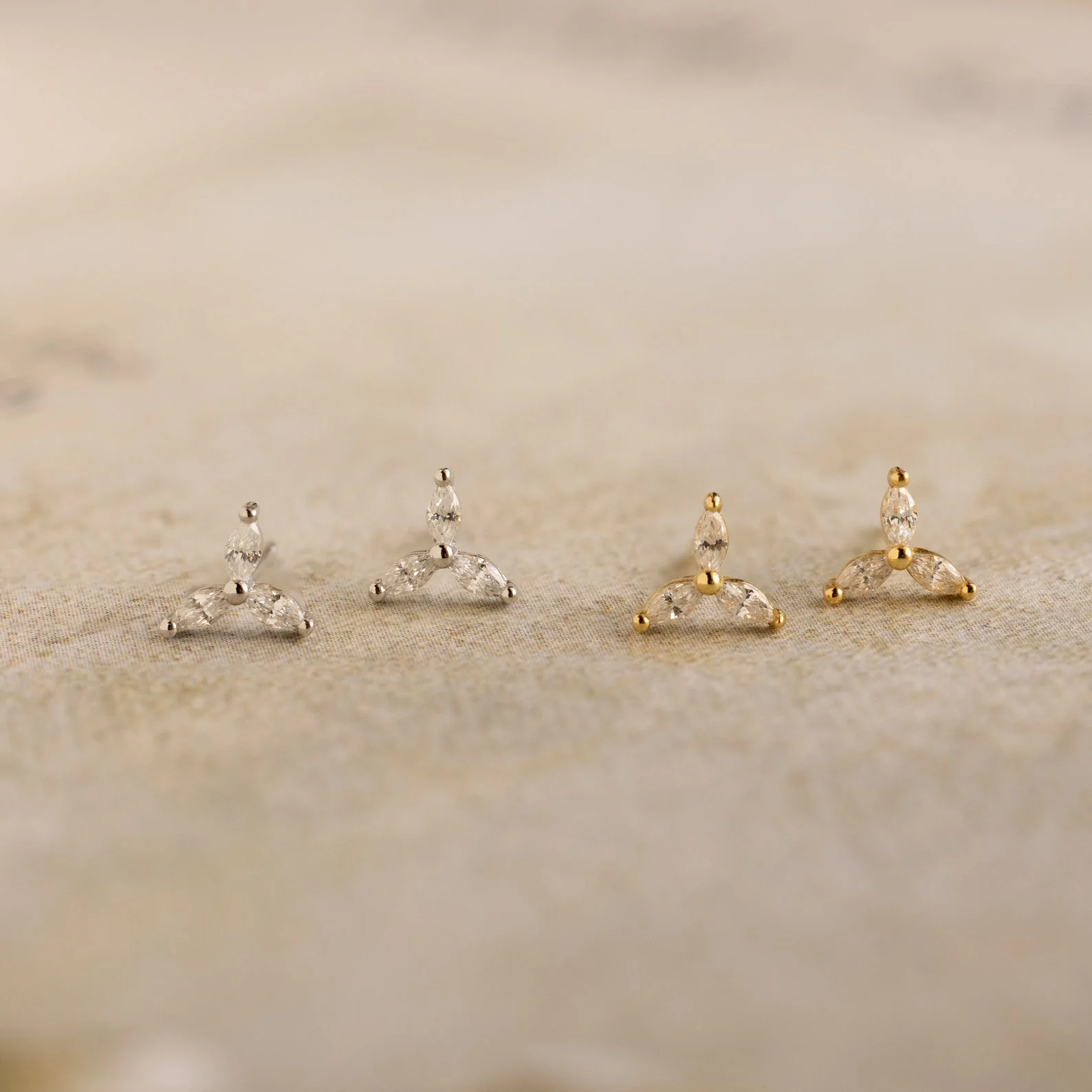 Trio Floral Marquise Studs - Image 2