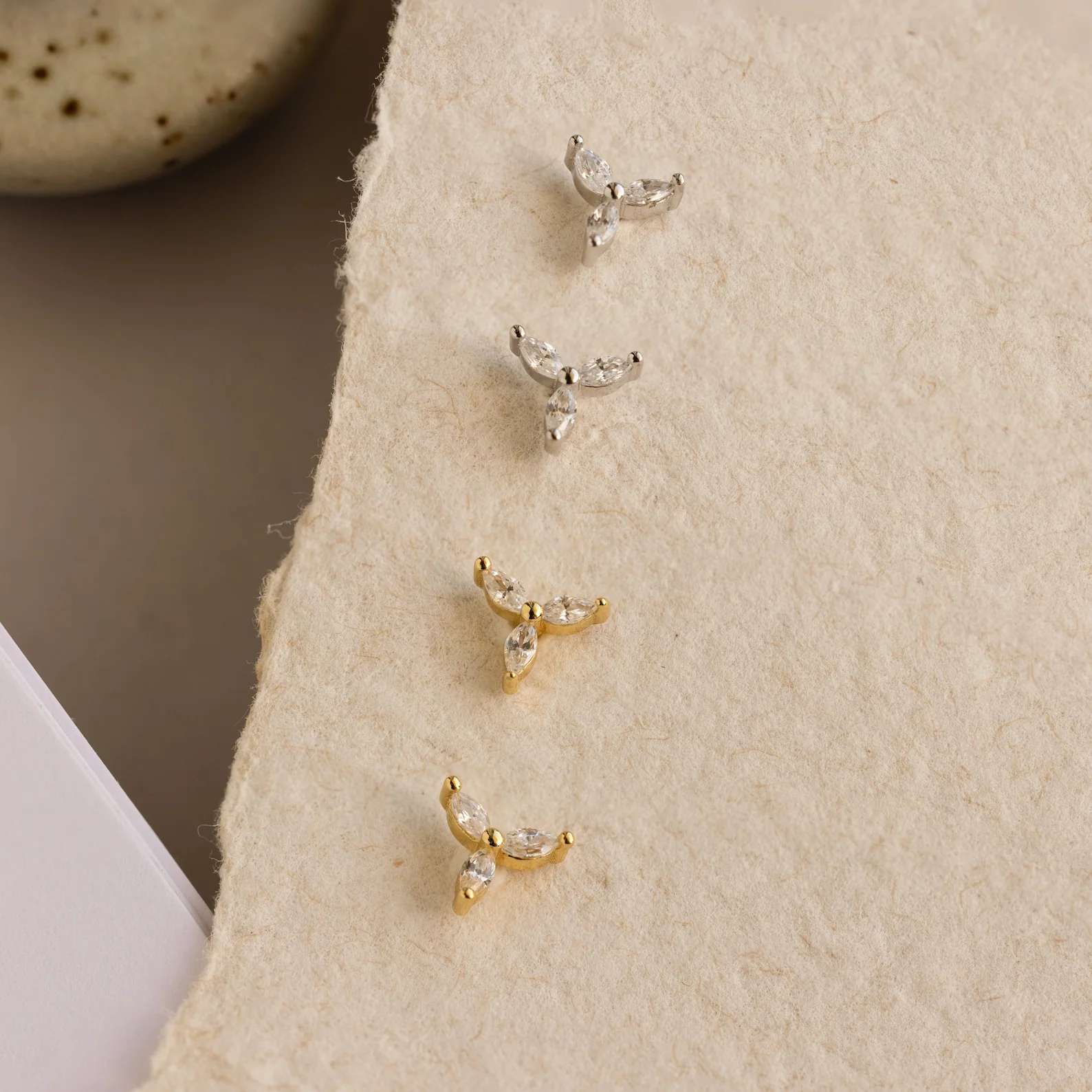 Trio Floral Marquise Studs - Image 4