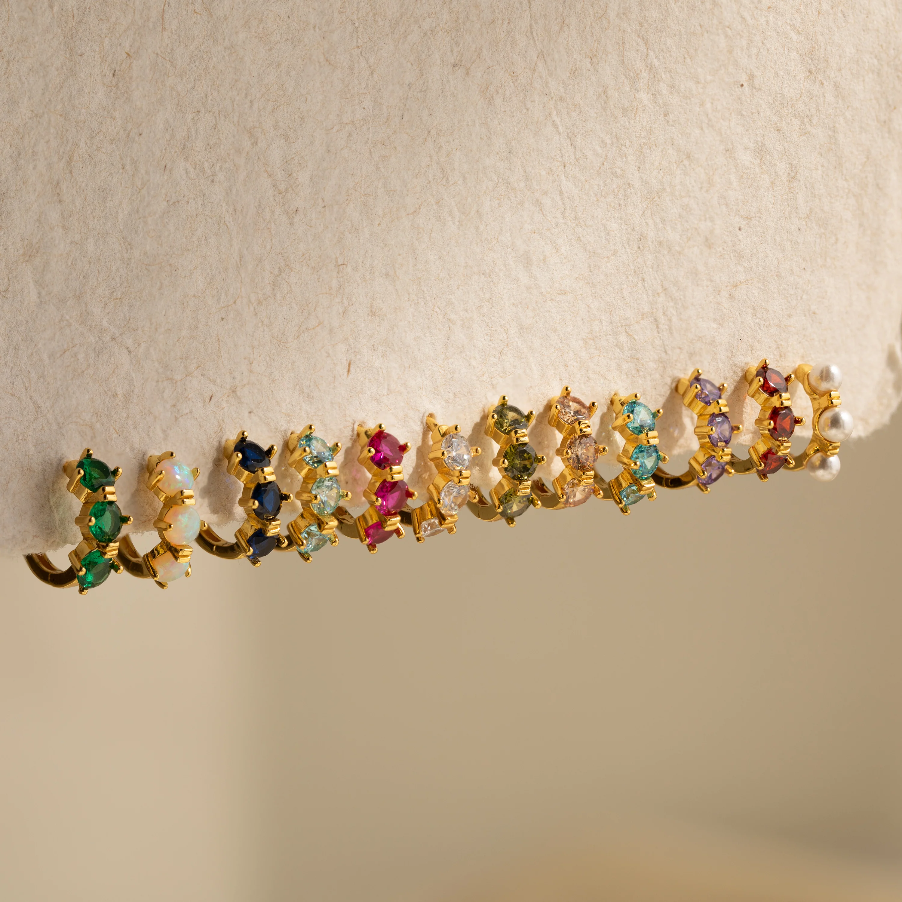 Triple Birthstone Huggies - Image 4