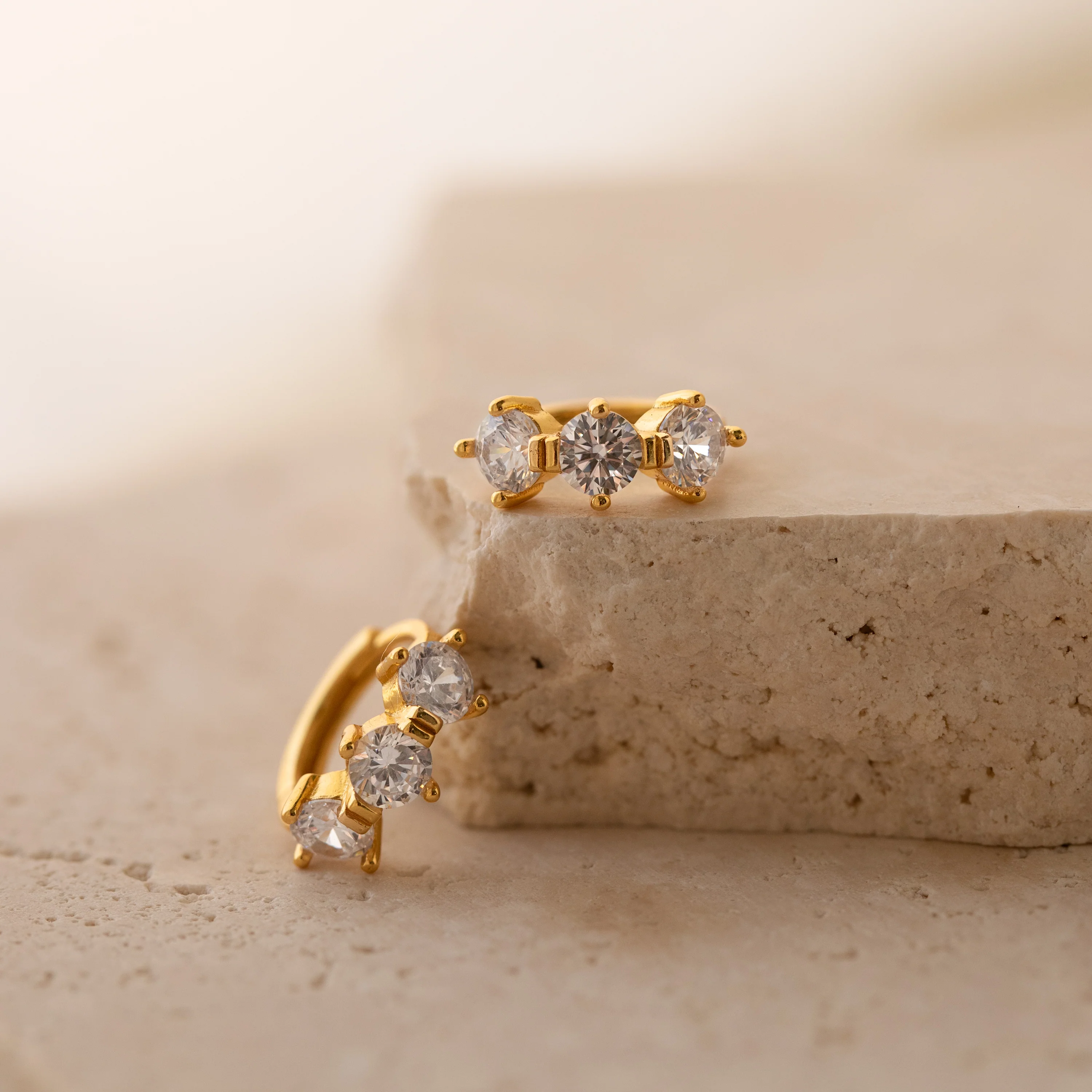 Triple Birthstone Huggies - Image 5