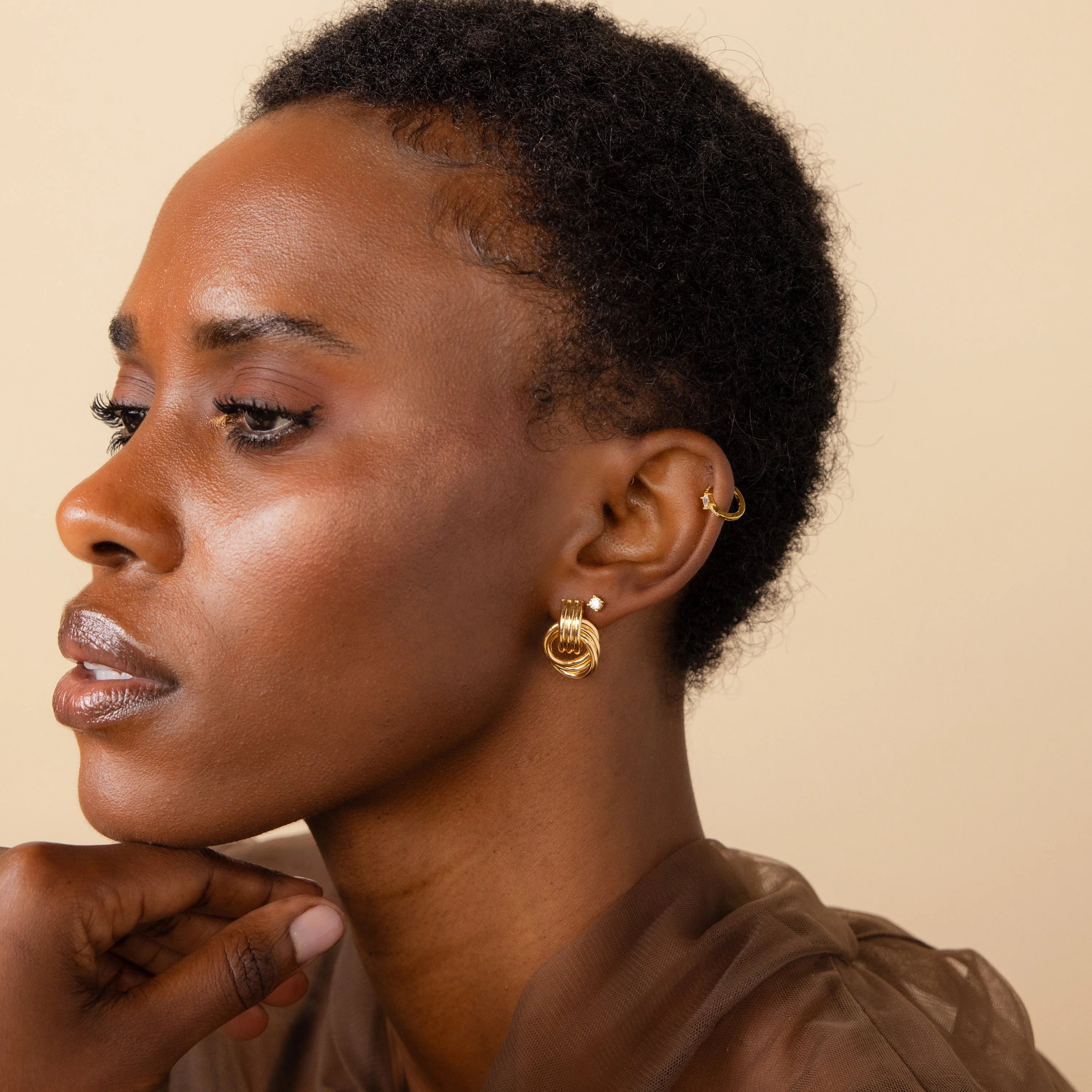 Triple Knot Earrings in 18K Gold - Image 4