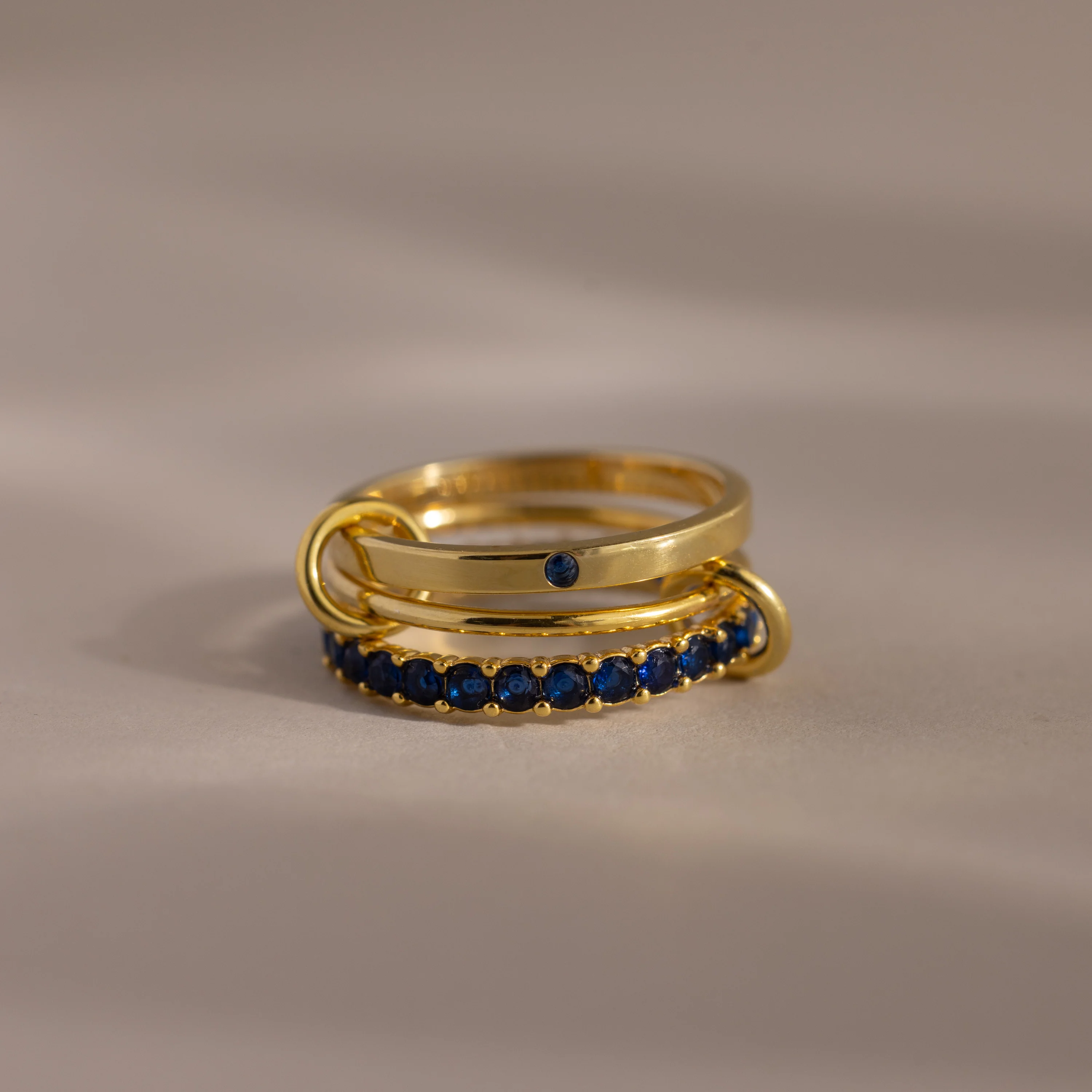 Triple Linked Sapphire Ring Set
