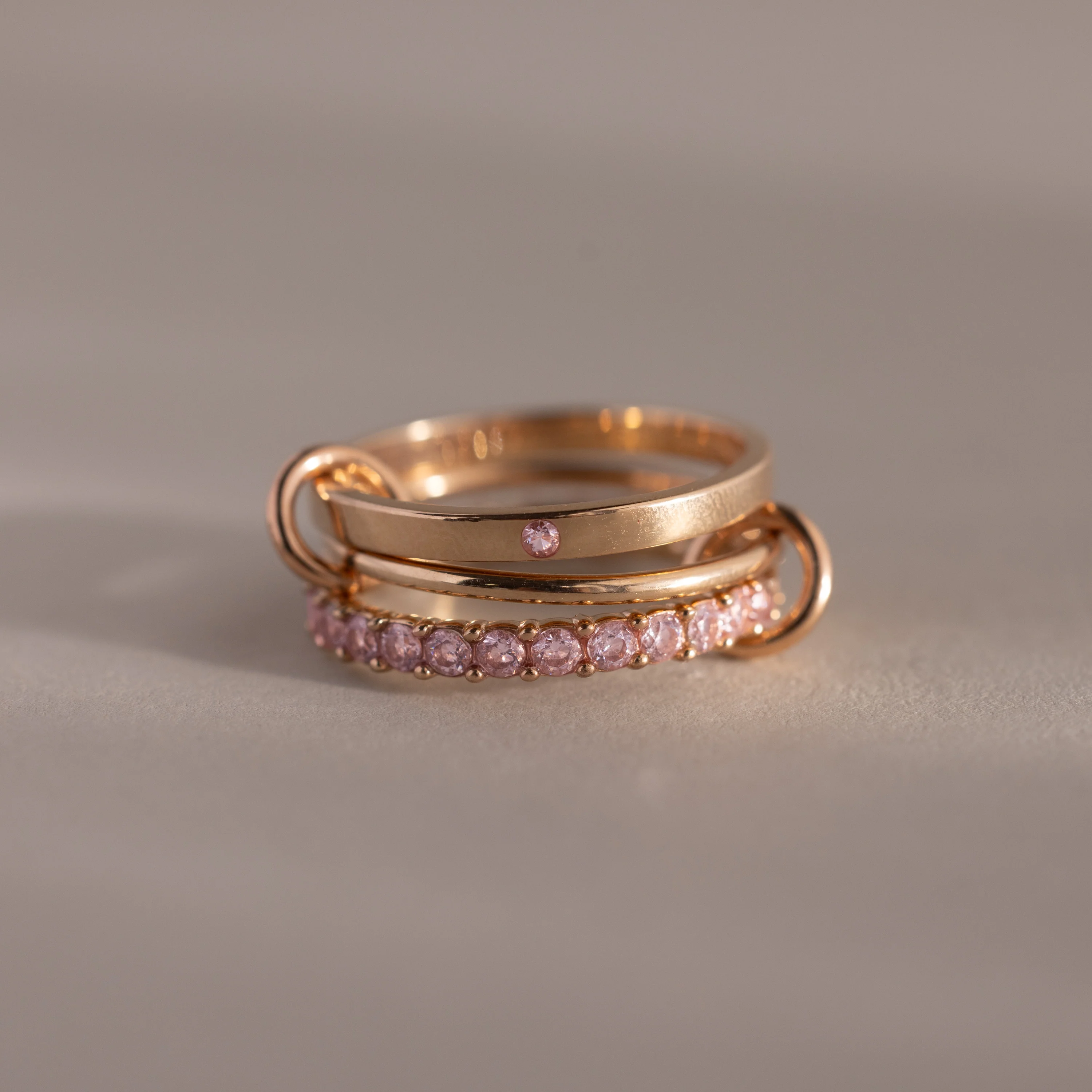 Triple Linked Pink Tourmaline Ring Set - Image 5