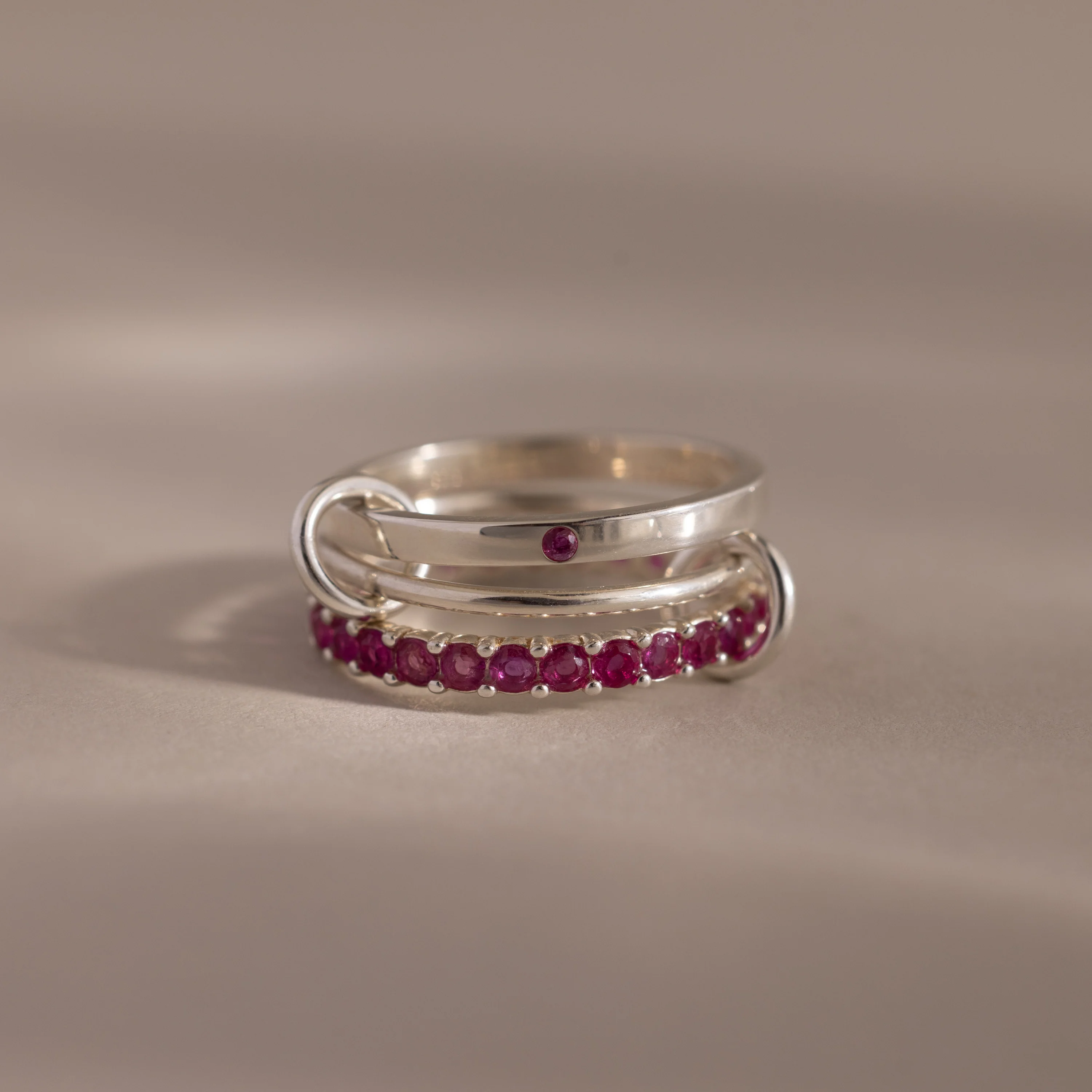 Triple Linked Ruby Ring Set - Image 3