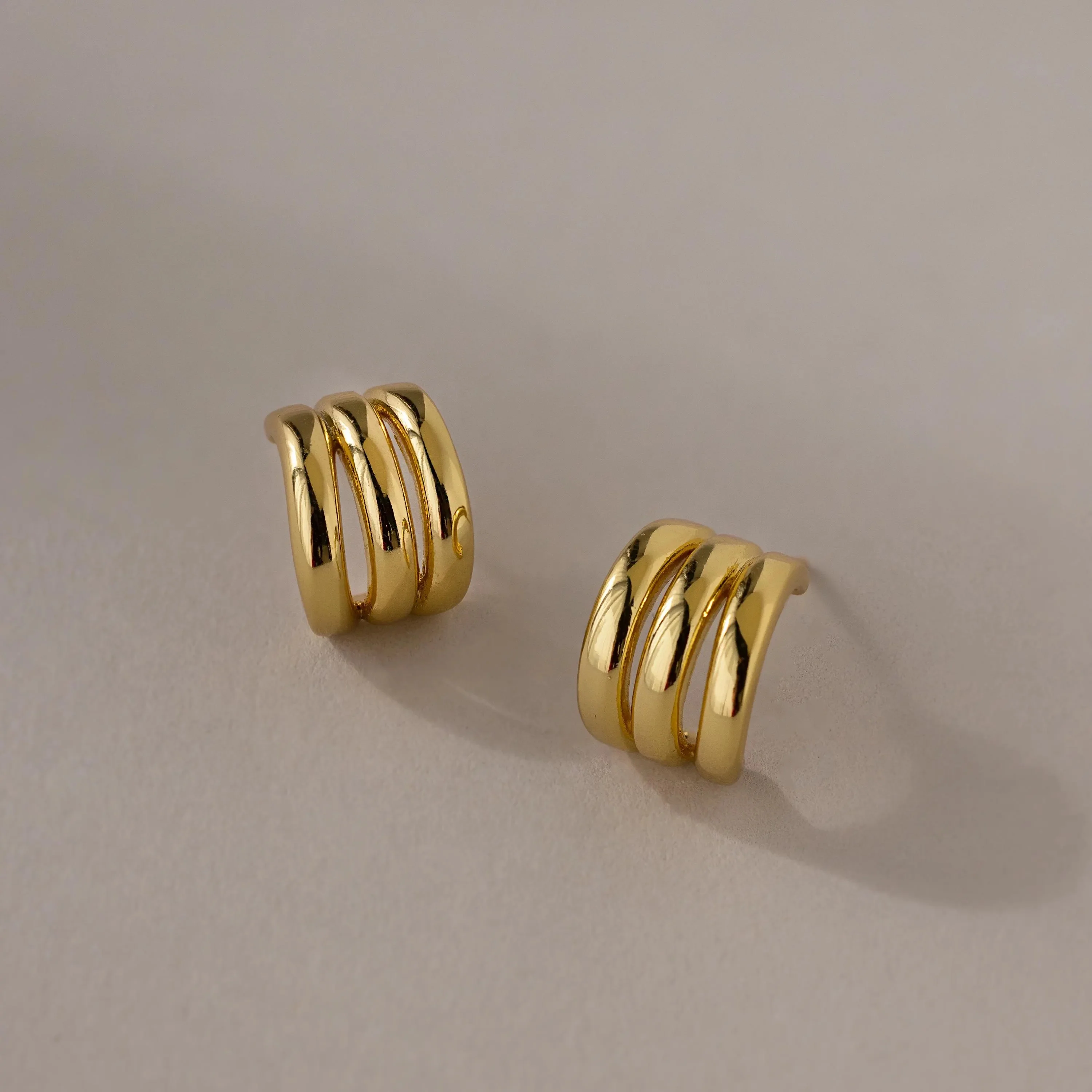 Triple Loop Huggie Earrings - Image 2