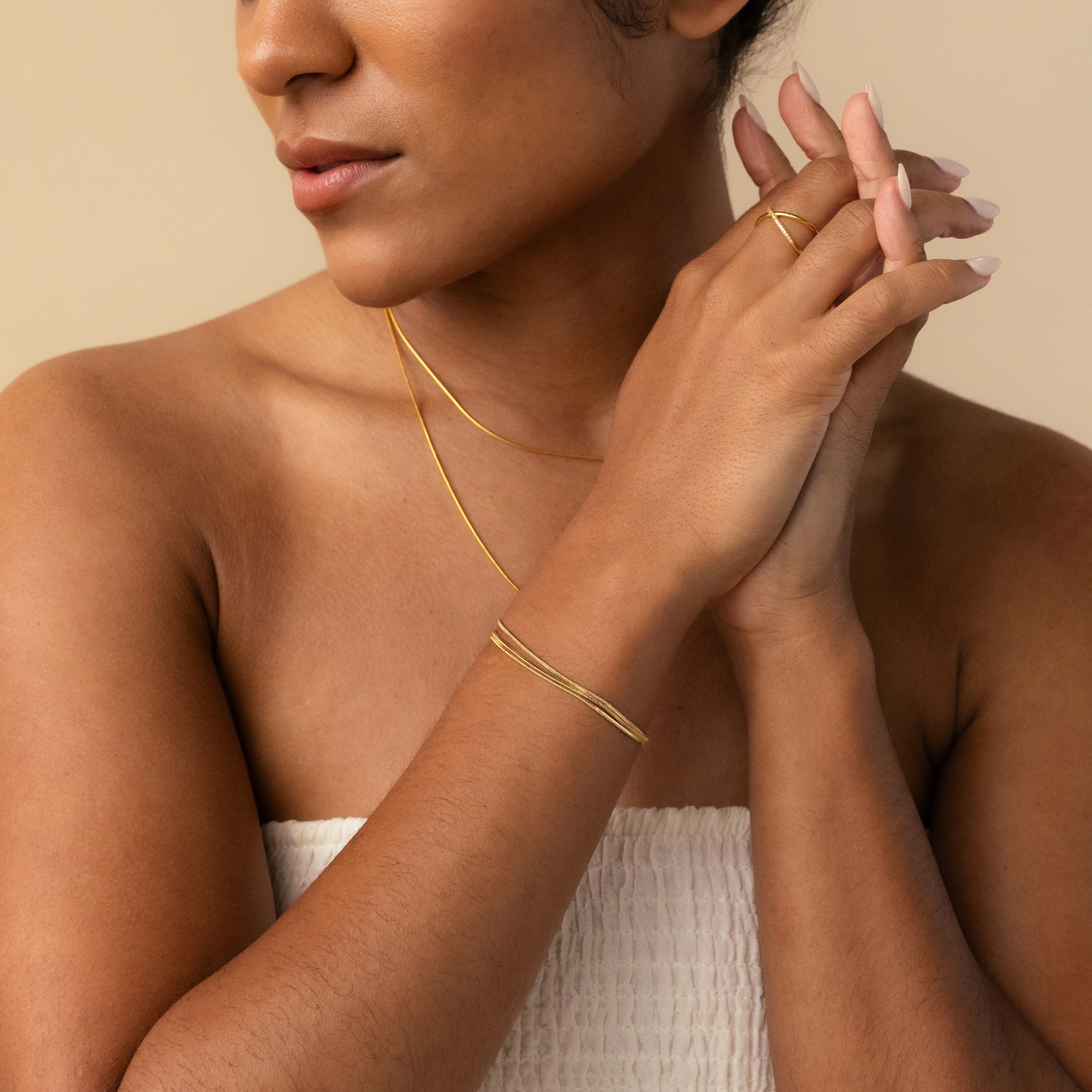 Triple Snake Chain Bracelet in 18K Gold - Image 8