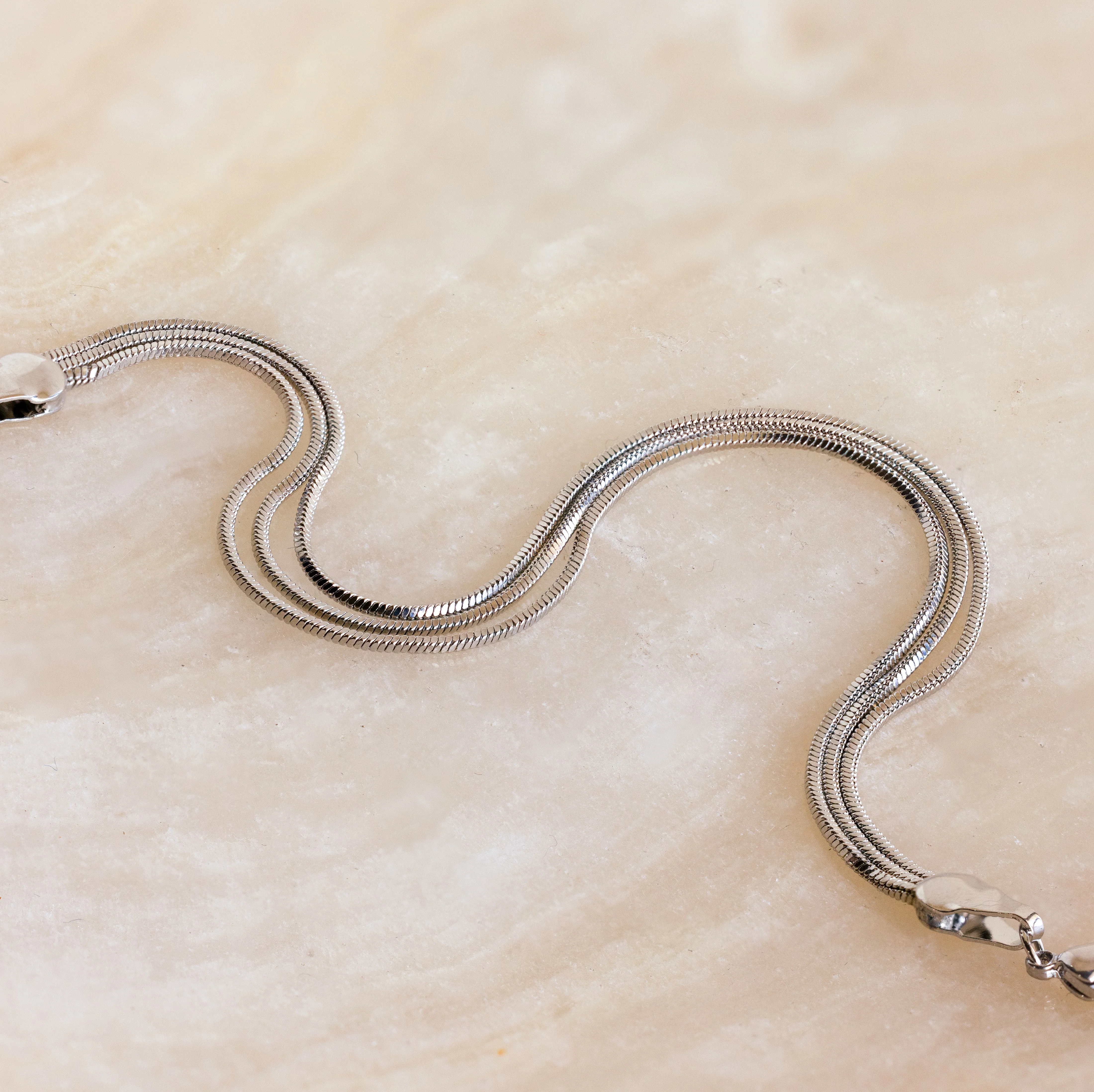 Triple Snake Chain Bracelet in Silver - Image 3