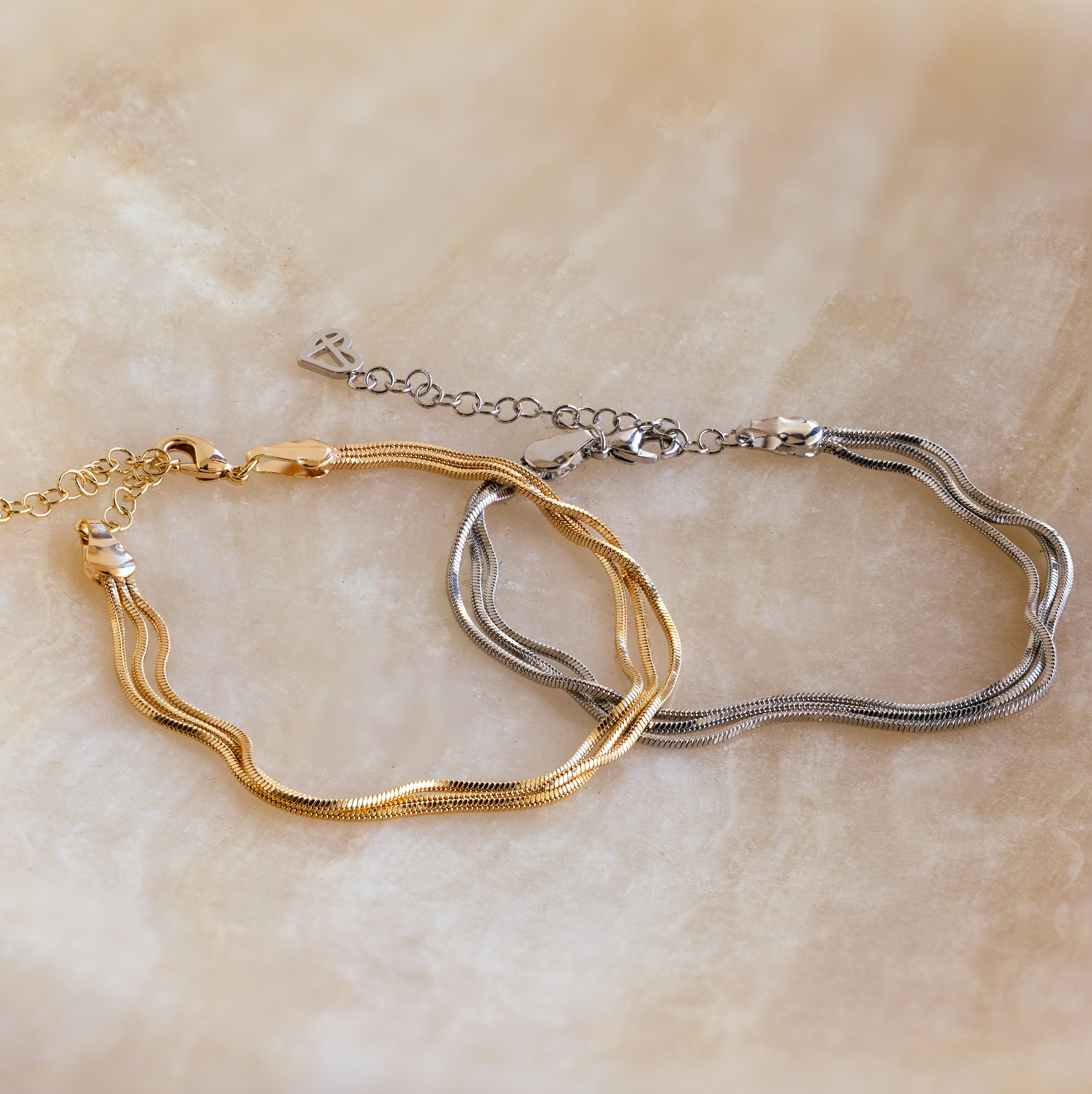 Triple Snake Chain Bracelet in Silver - Image 5