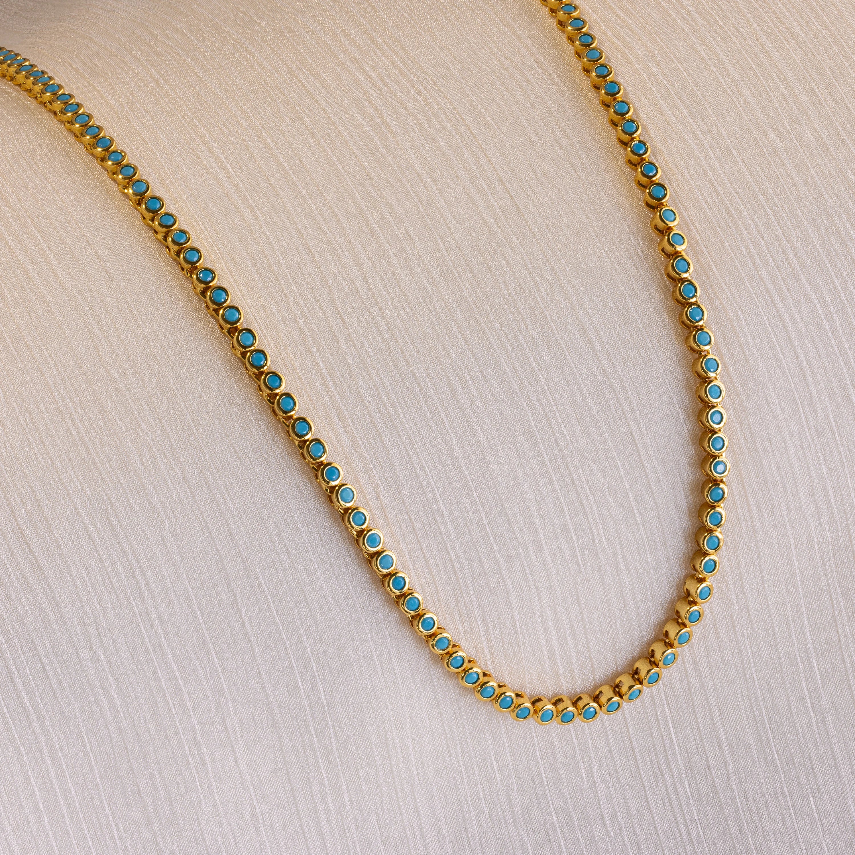Turquoise Bezel Tennis Necklace - Image 7