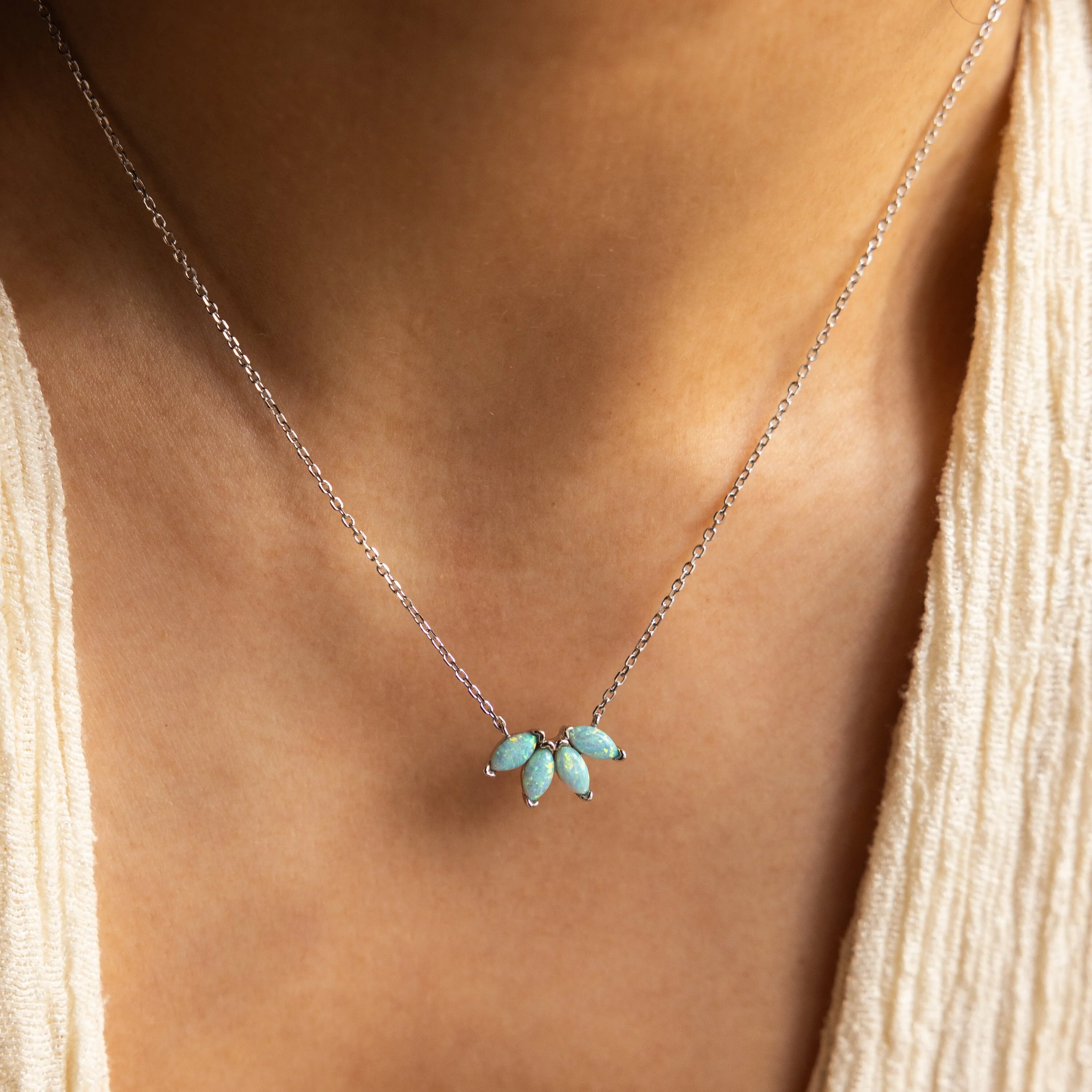 Turquoise Opal Marquise Necklace - Image 4