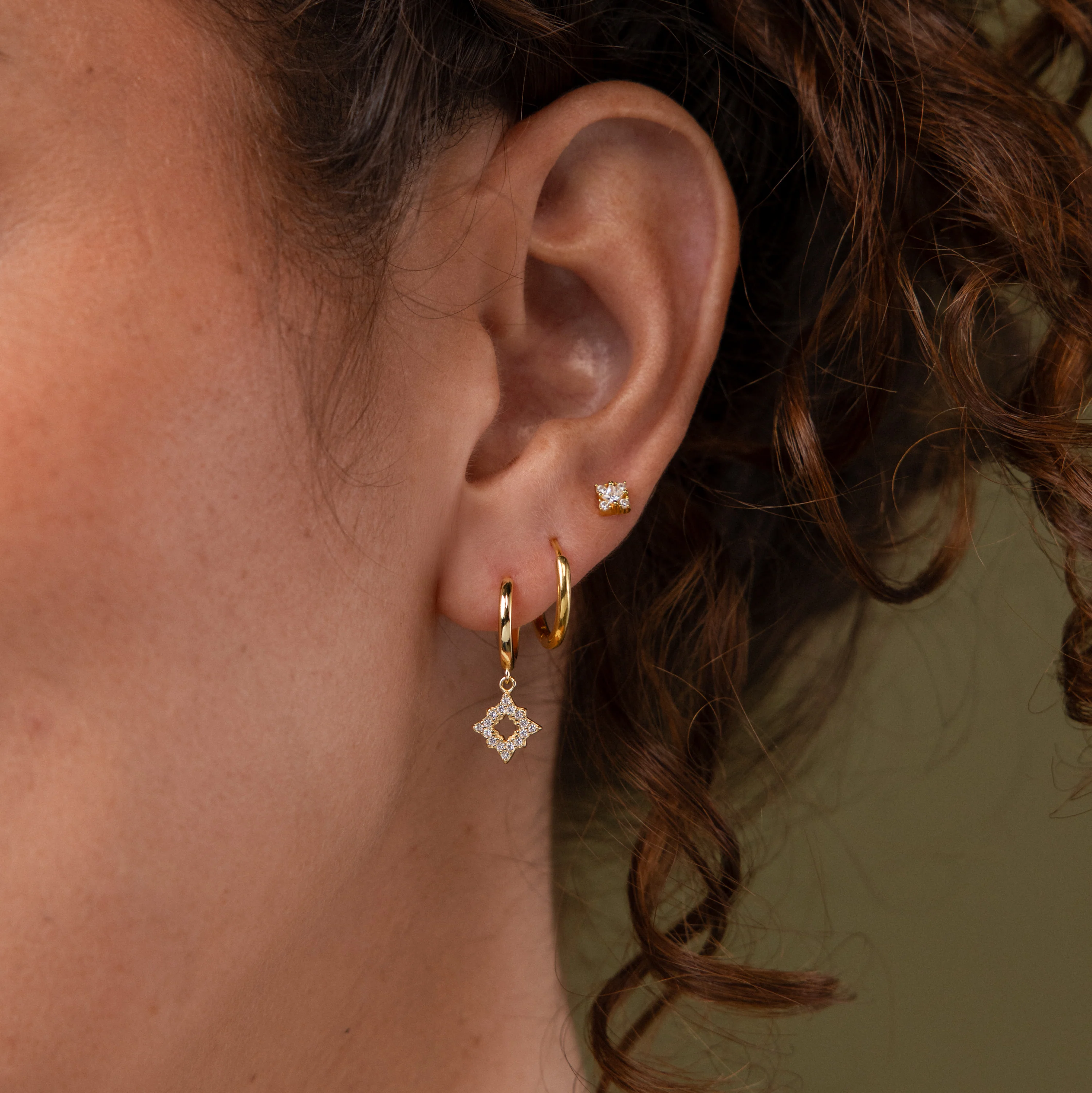 Twilight Star Hoops in 18K Gold - Image 5