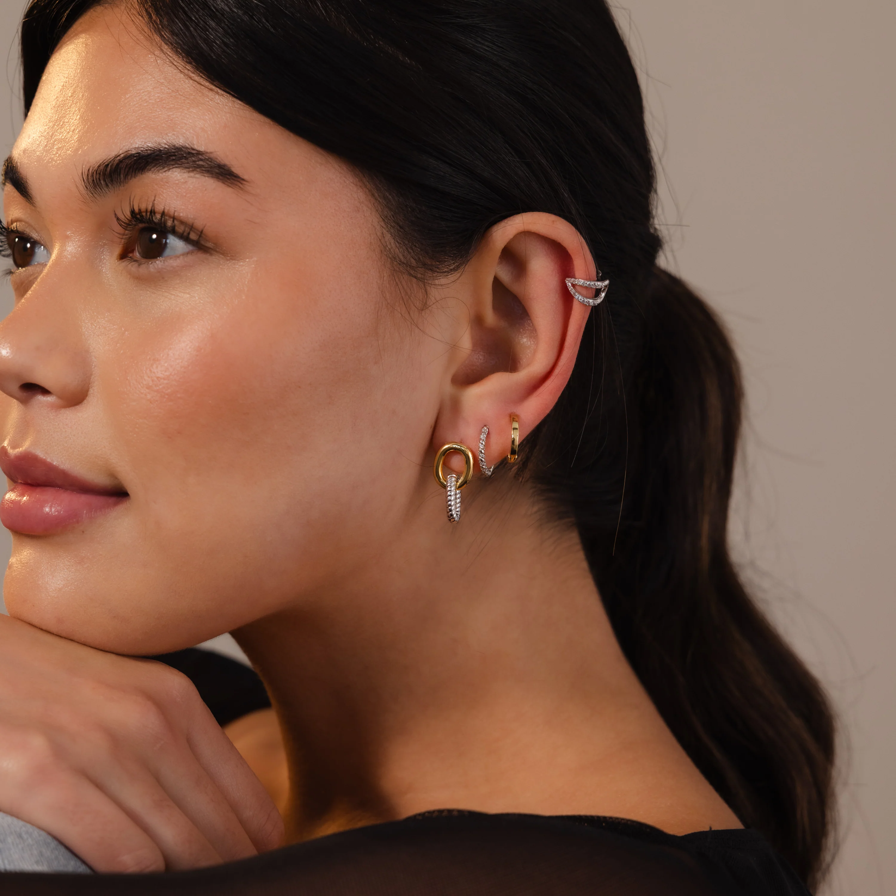 Twisted Link Earrings in Mixed Metal - Image 6