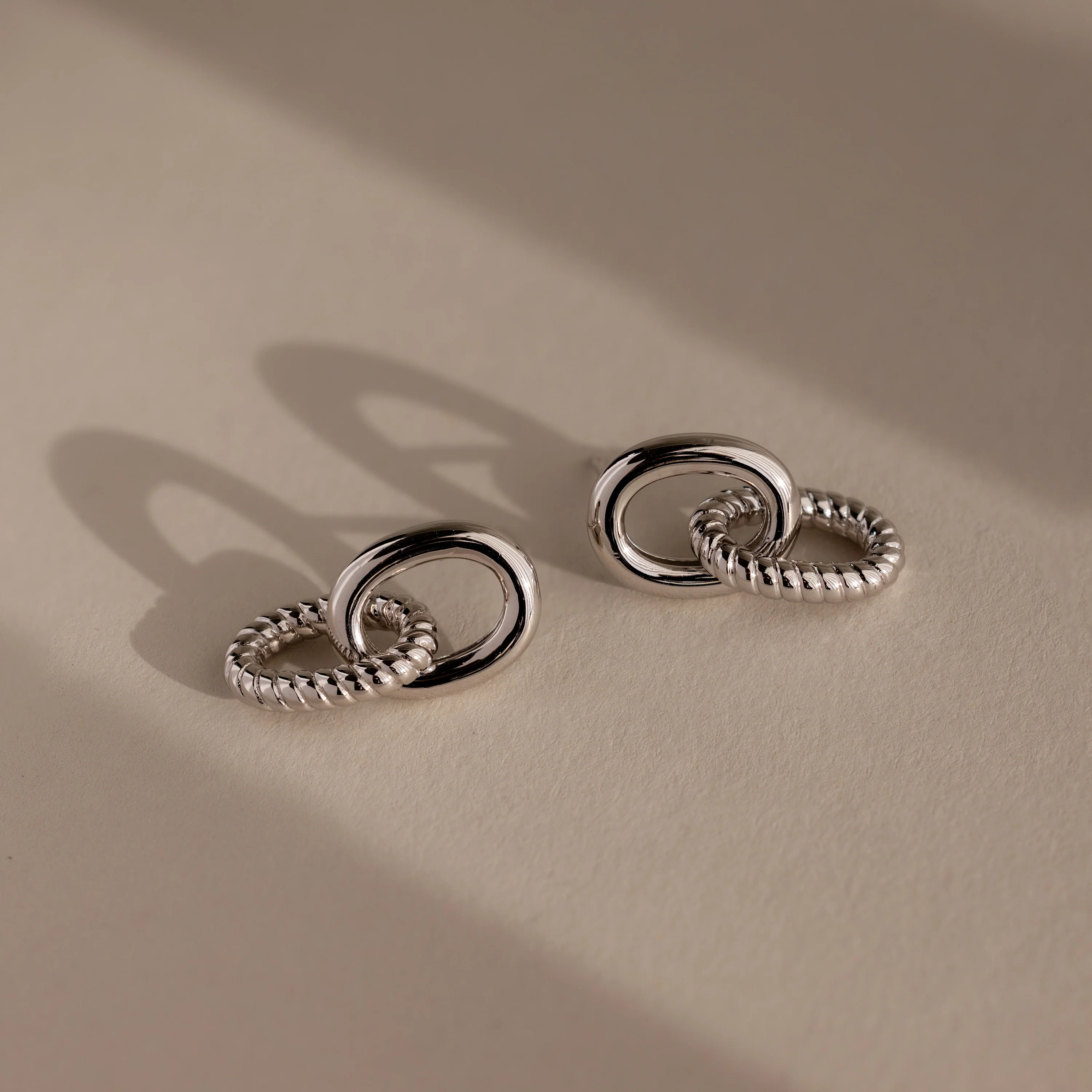 Twisted Link Earrings in Silver - Image 5