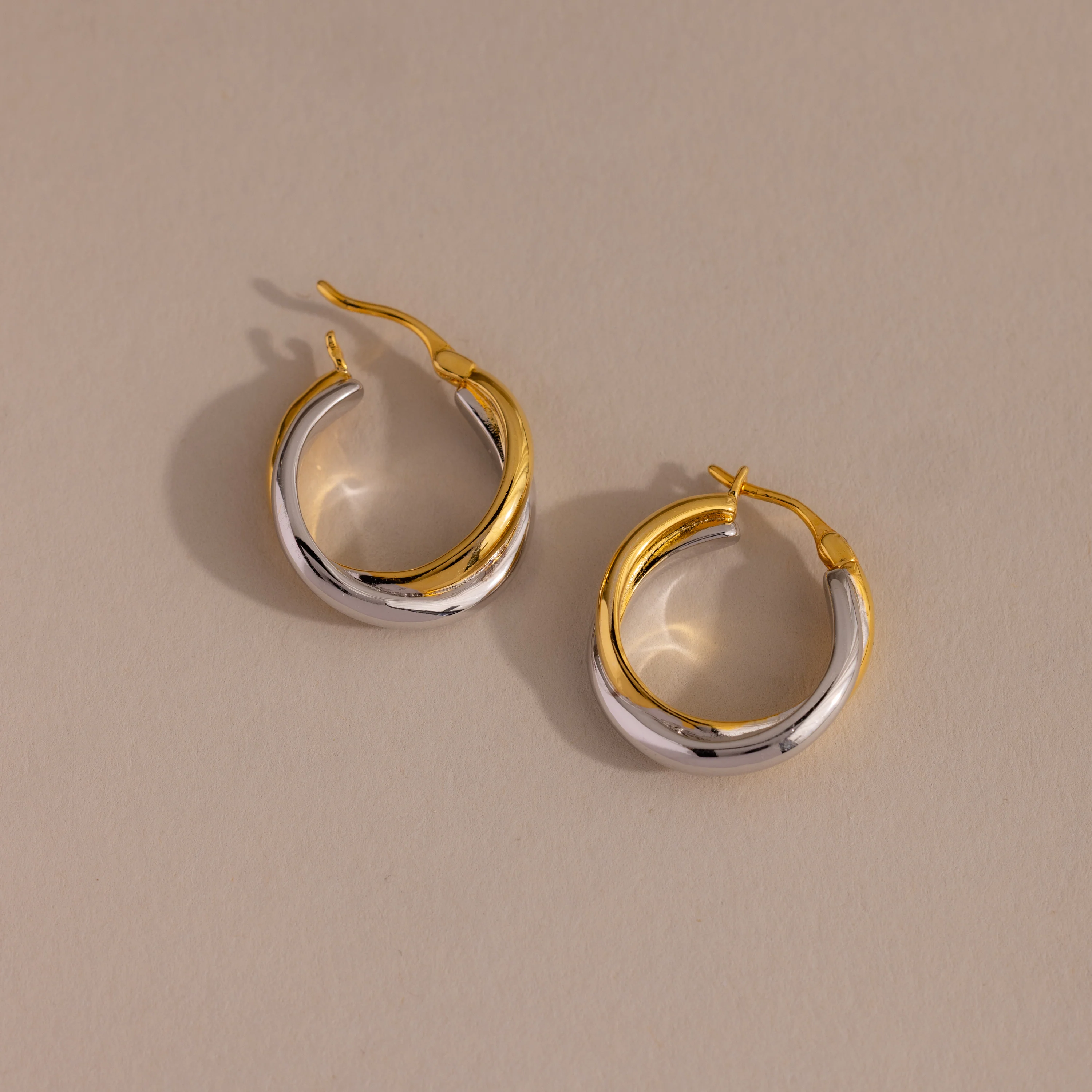 Twisted Mixed Metal Hoops - Image 3