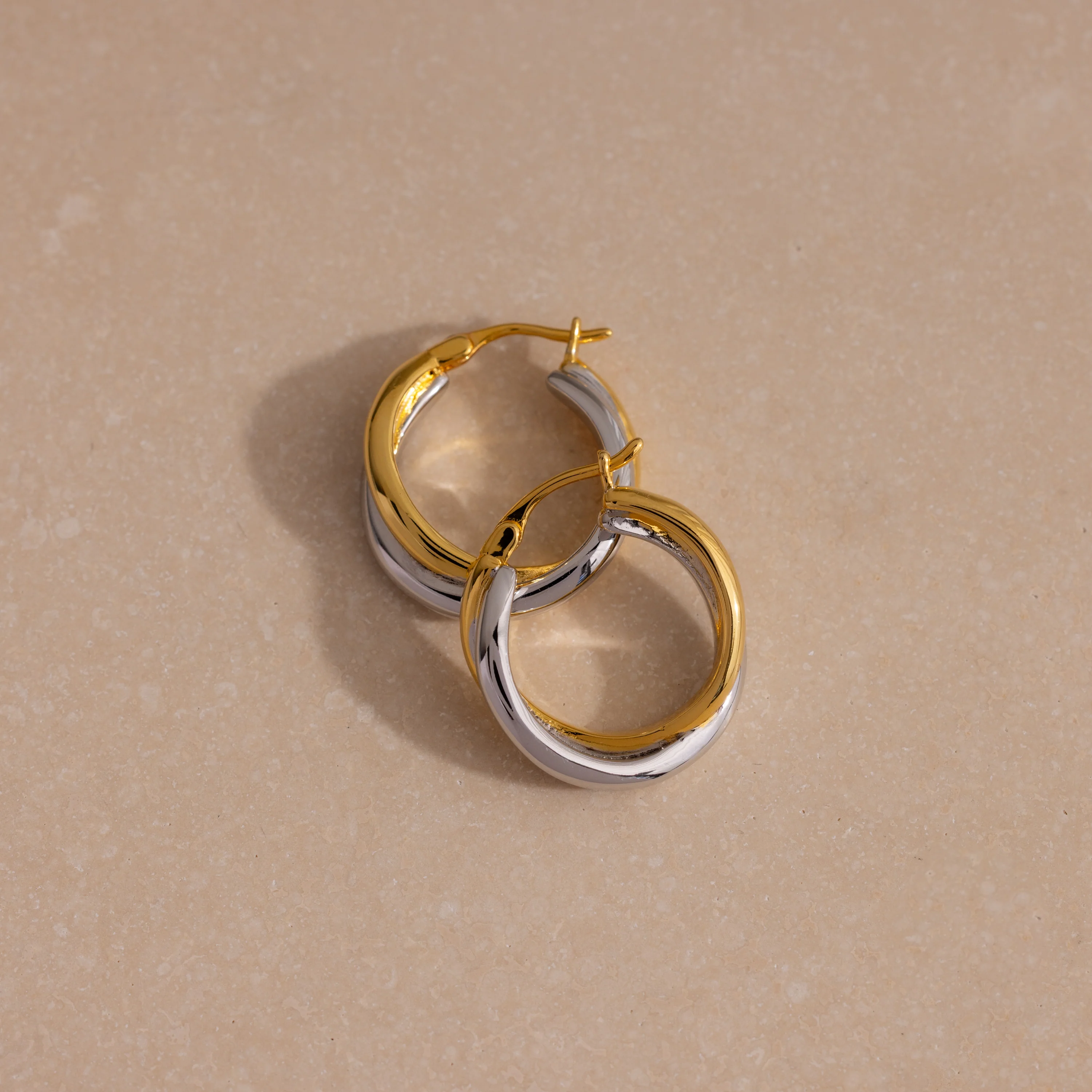 Twisted Mixed Metal Hoops - Image 5
