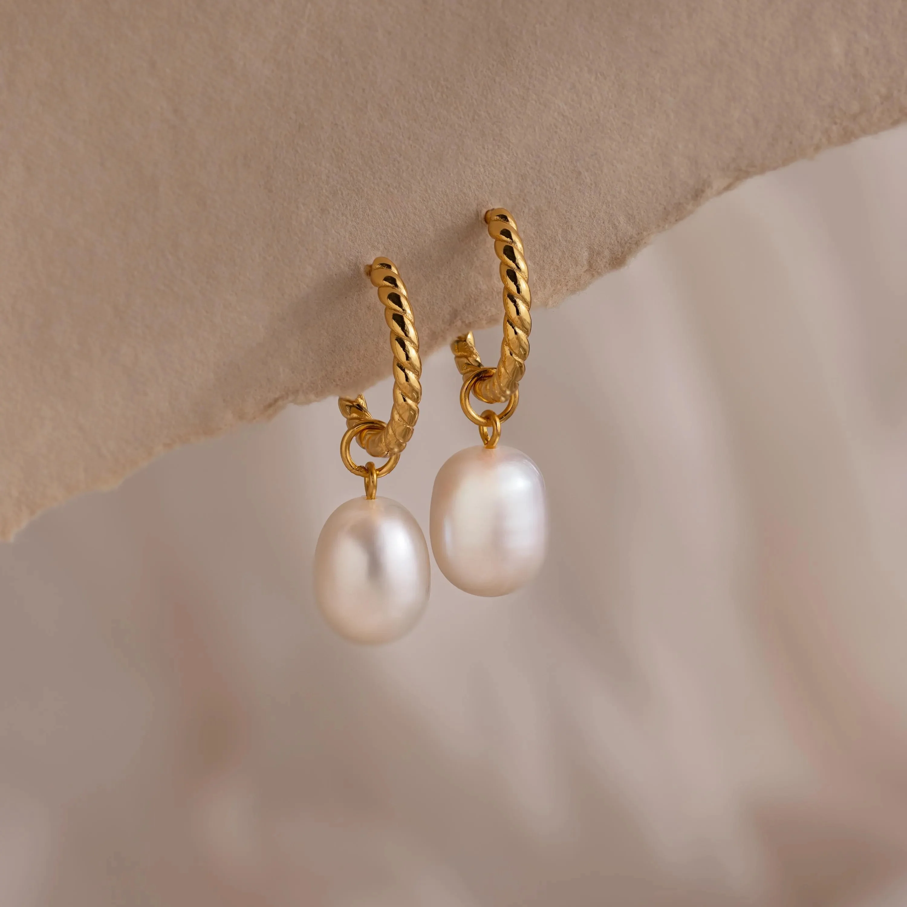 Twisted Pearl Hoops