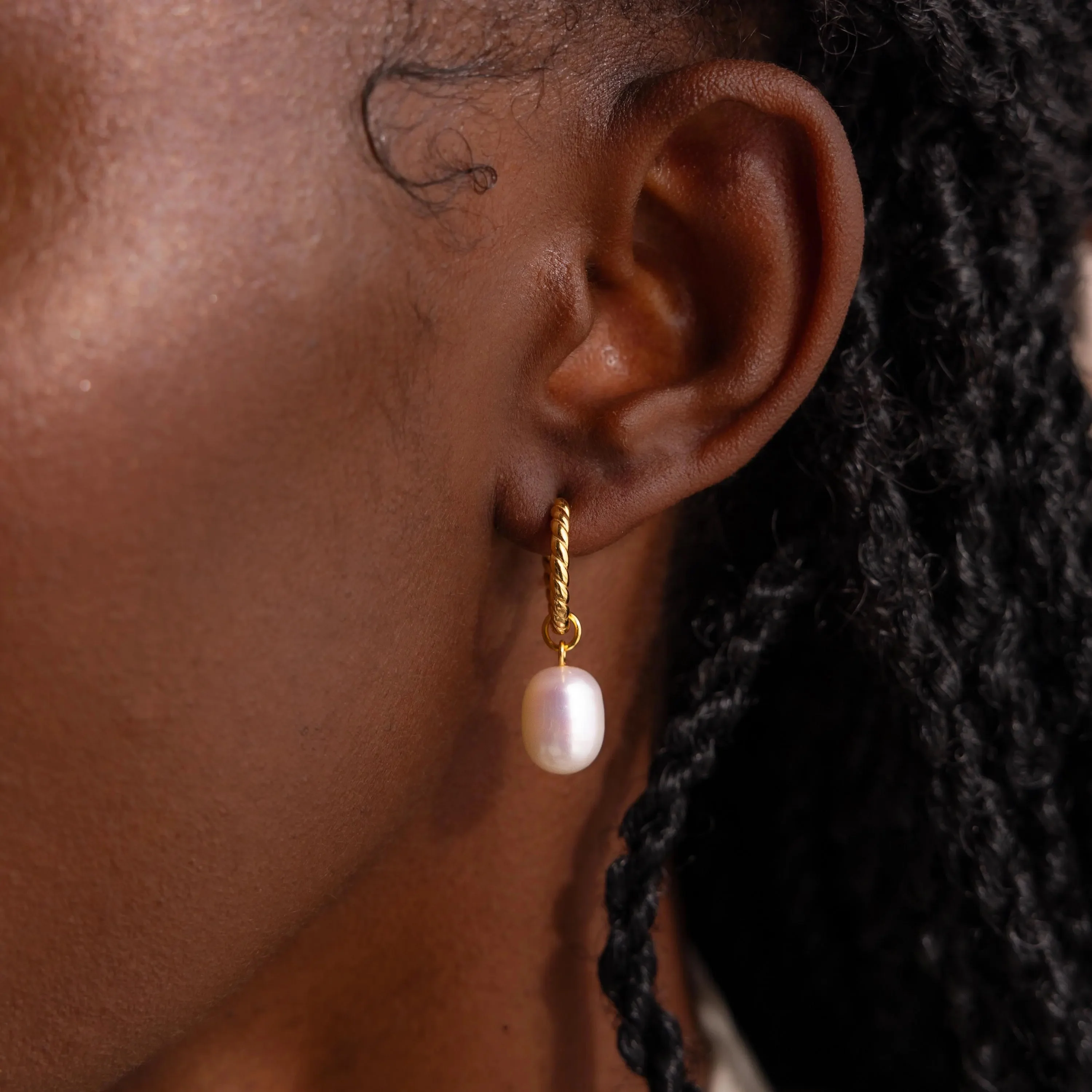 Twisted Pearl Hoops - Image 2