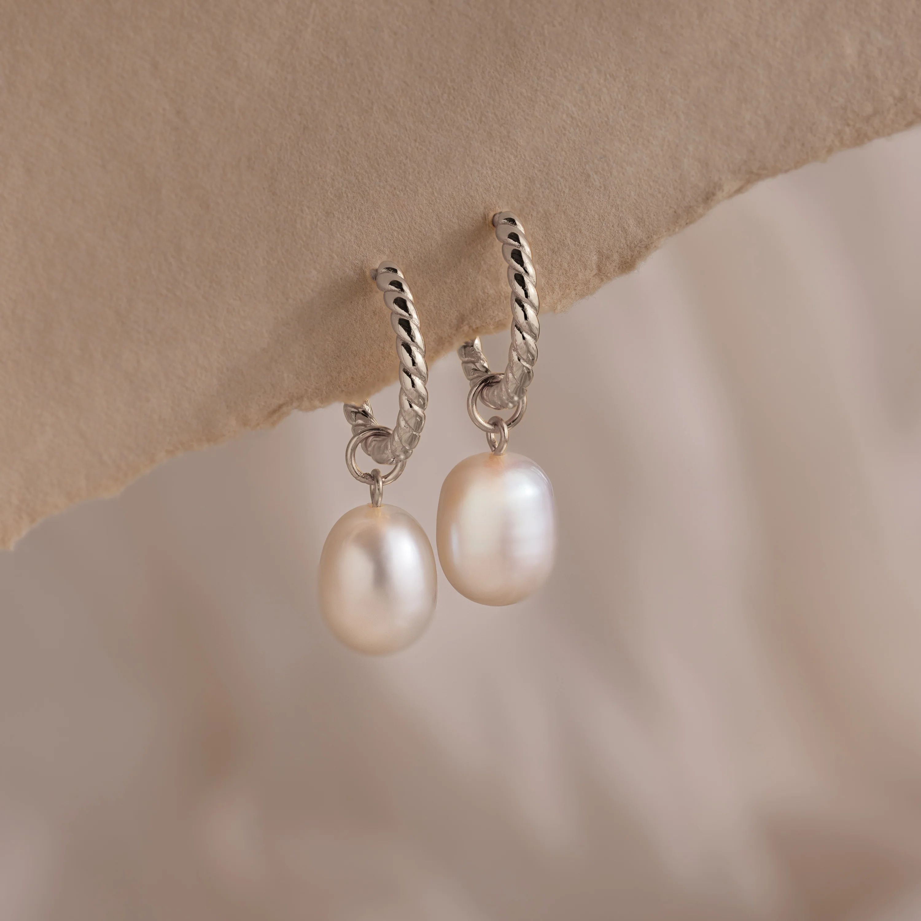 Twisted Pearl Hoops - Image 3