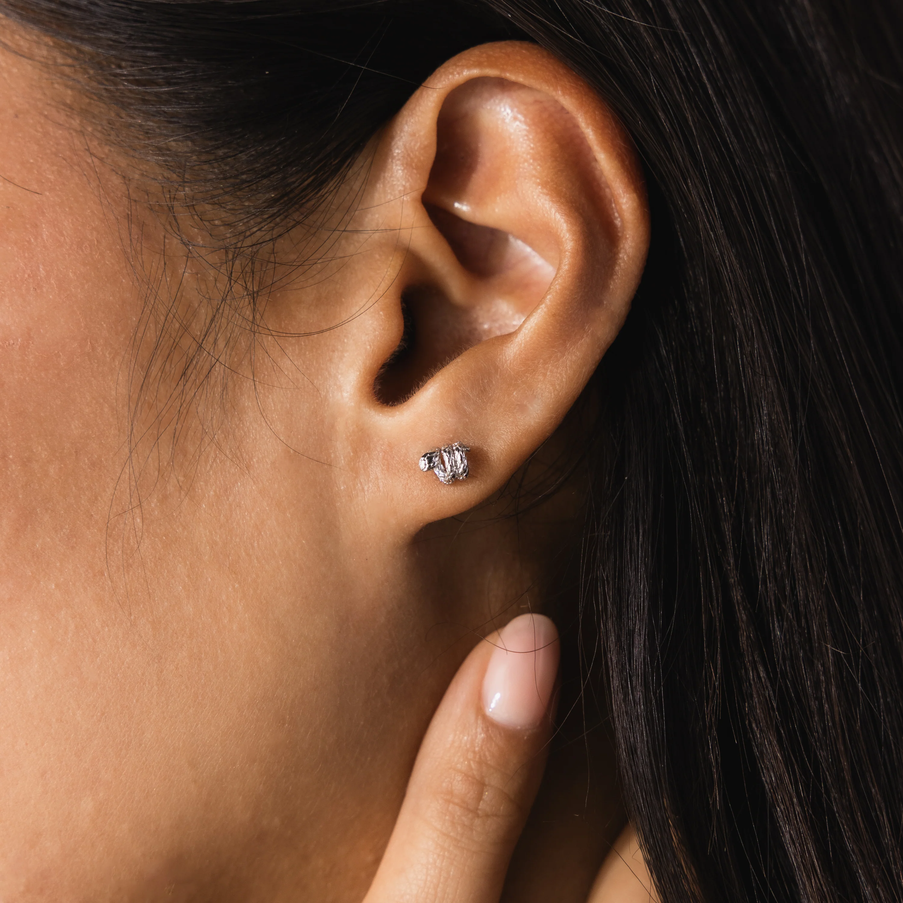 Twisted Snake Studs in Silver - Image 2