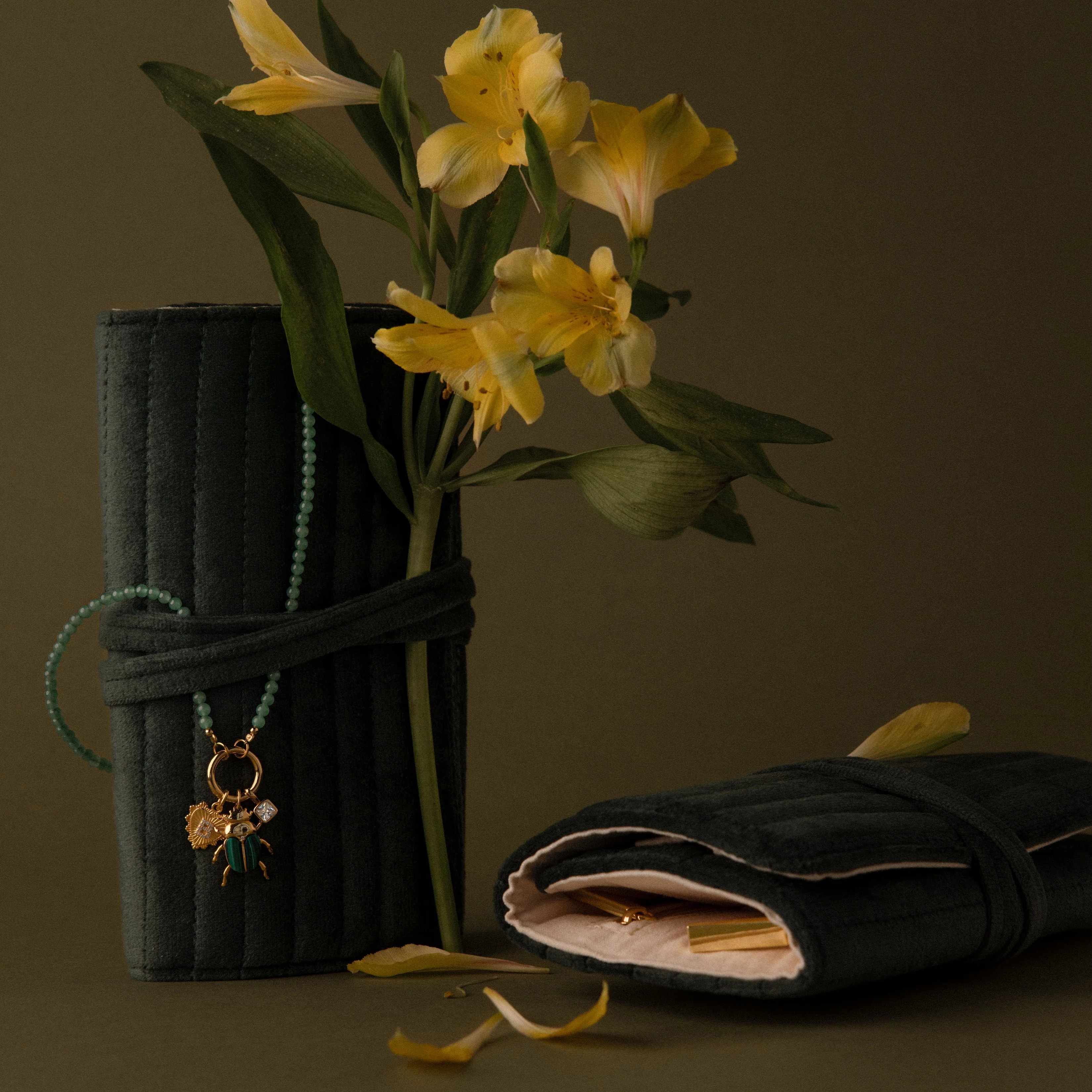 Velvet Roll-Up Jewelry Case - Image 4