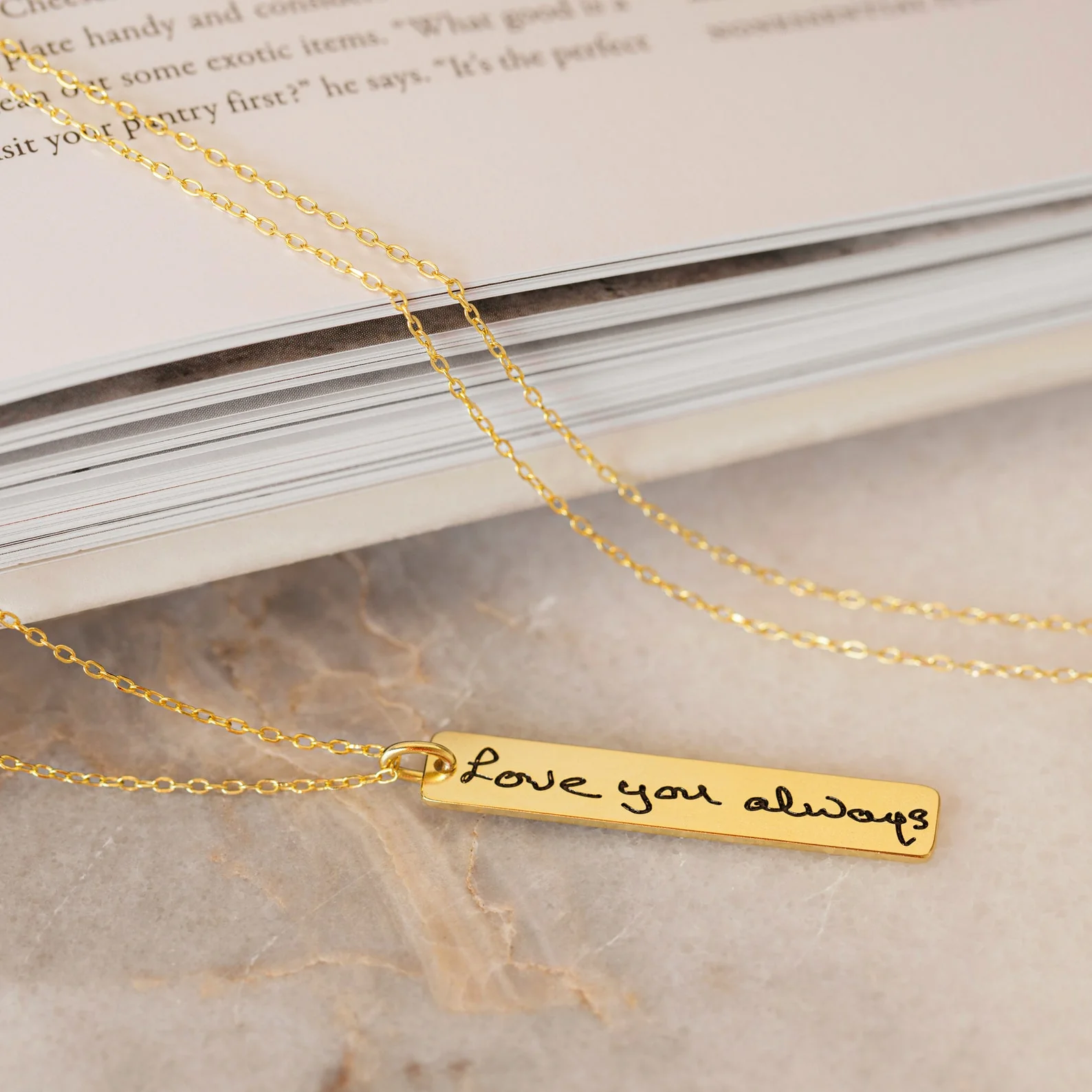 Vertical Handwriting Bar Necklace - Image 4