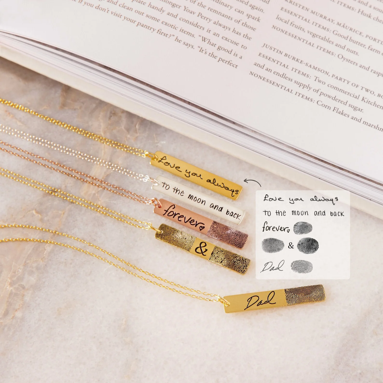 Vertical Handwriting Bar Necklace - Image 7
