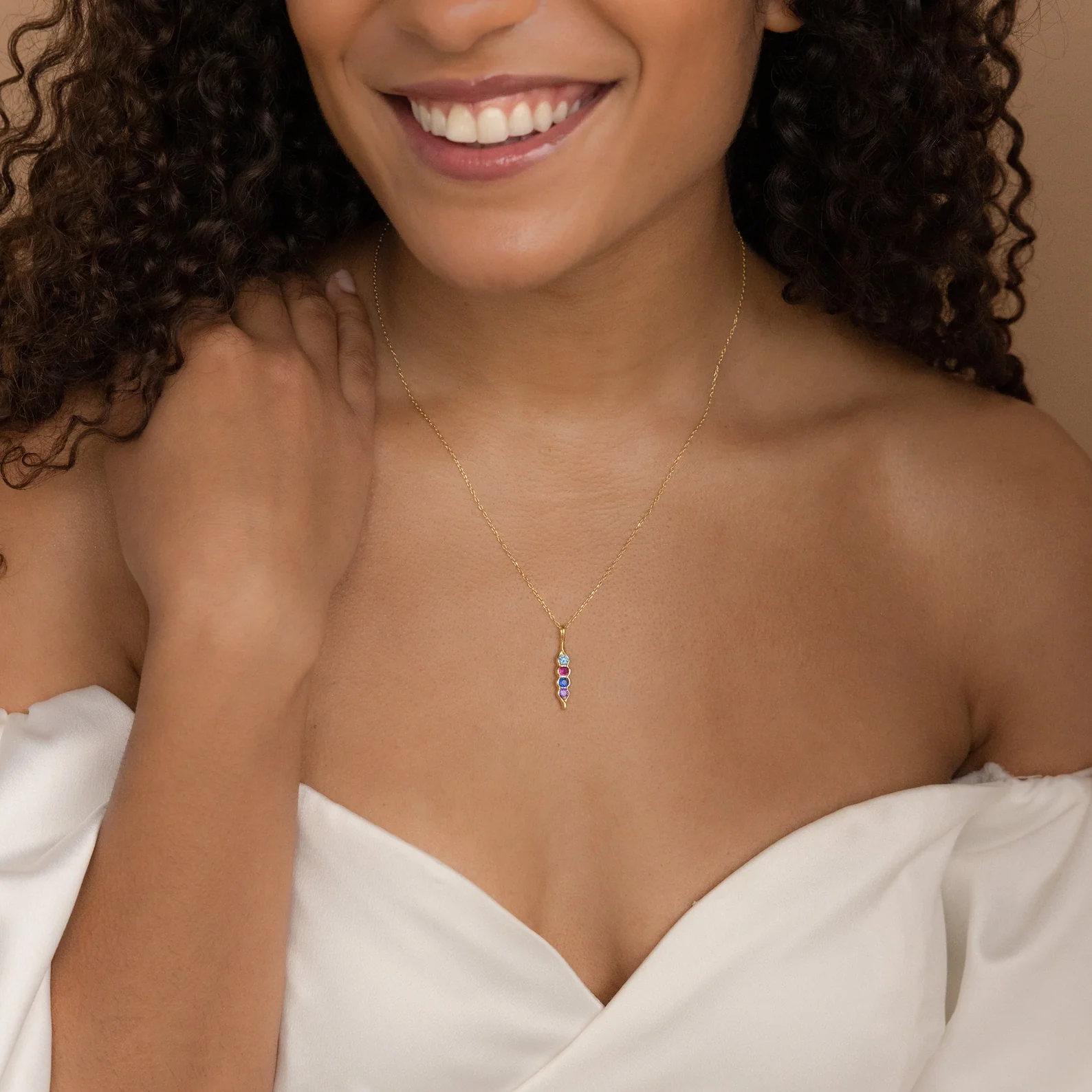 Vertical Pod Birthstone Necklace - Image 3