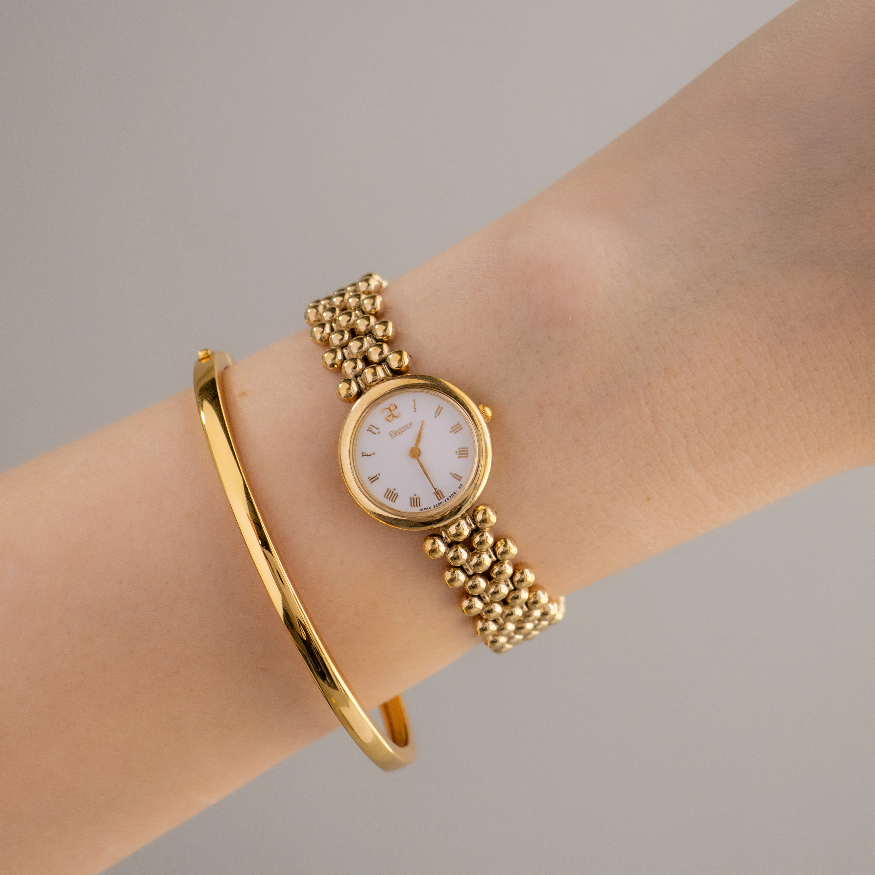 Vintage Elegance Beaded Gold Watch