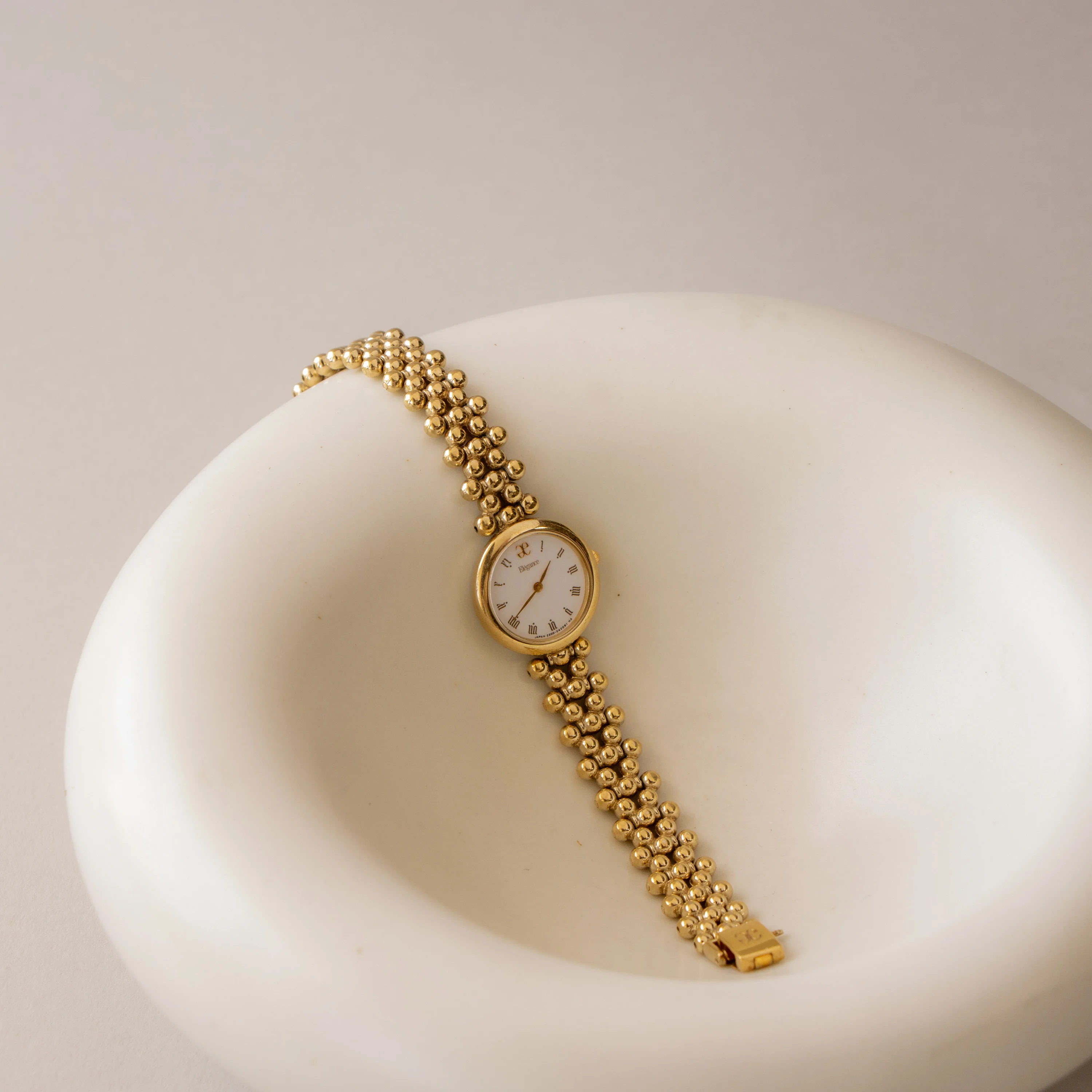 Vintage Elegance Beaded Gold Watch - Image 2
