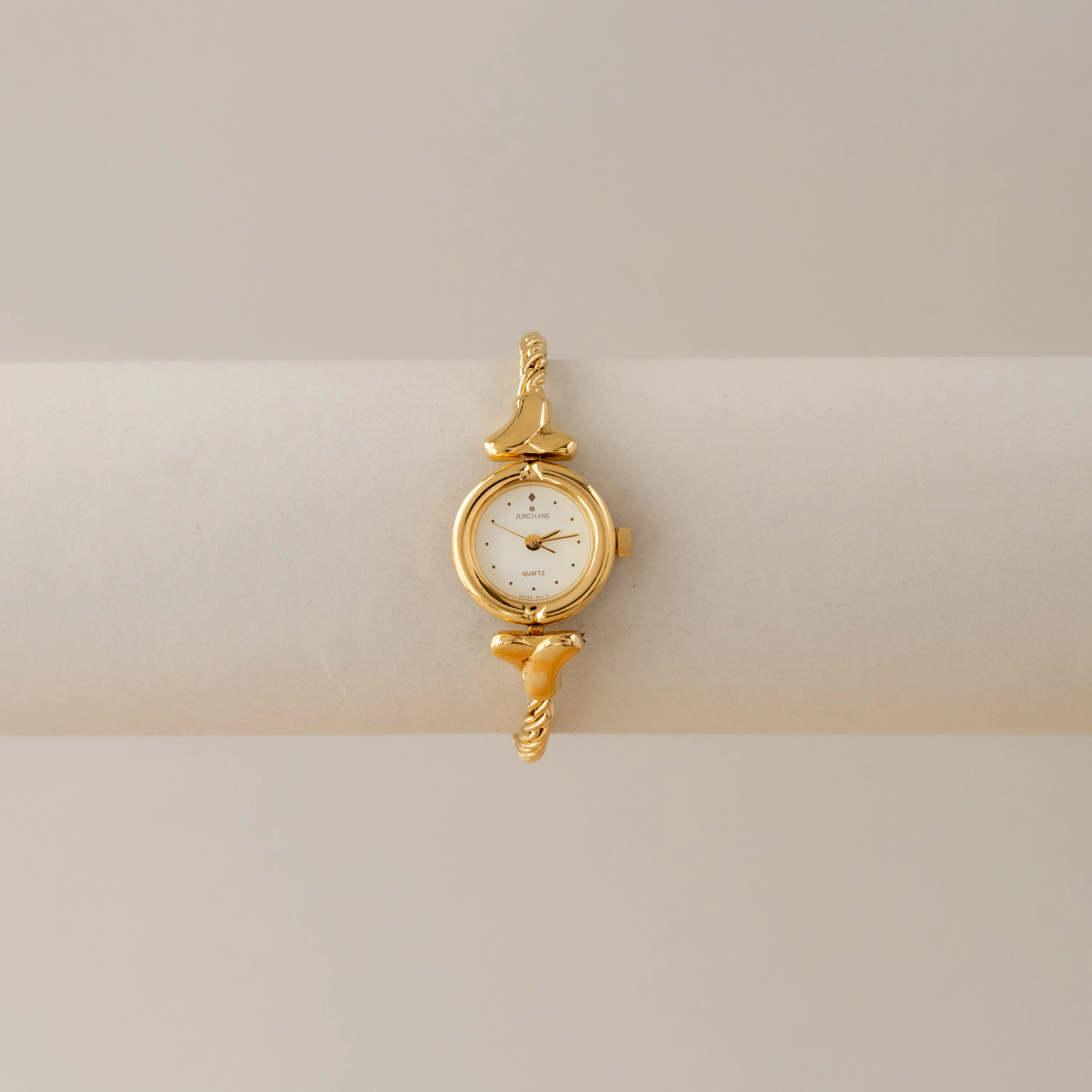 Vintage Junghans Swiss Round Rope Gold Watch - Image 2