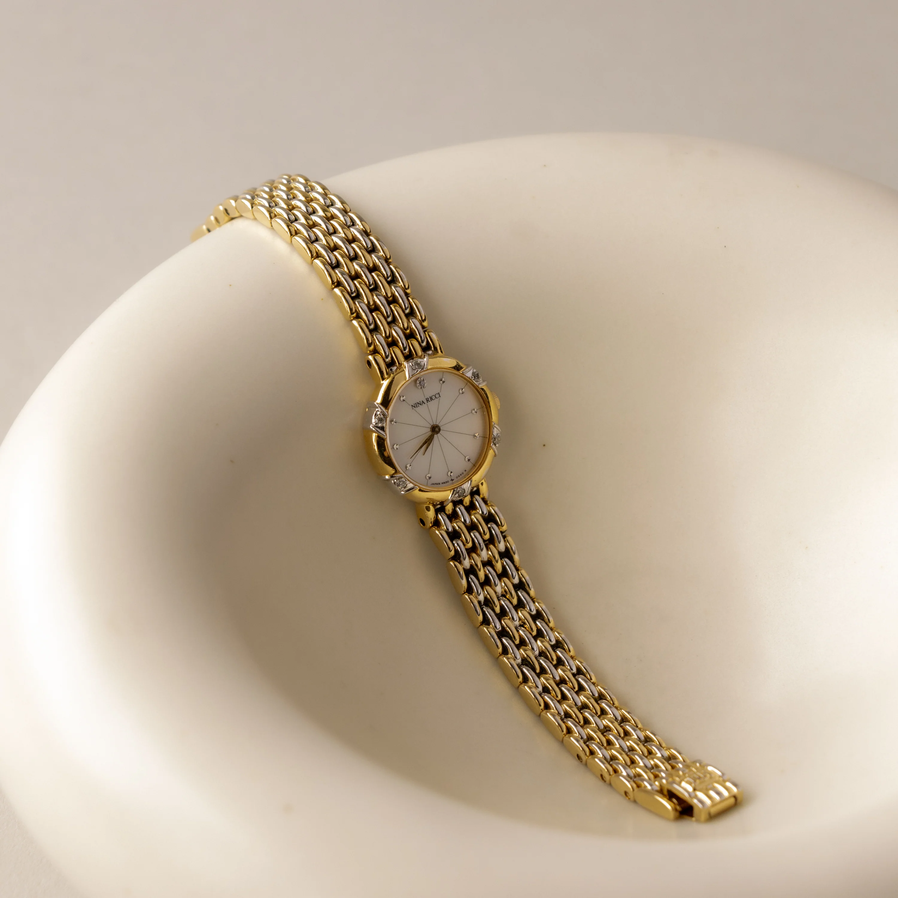 Vintage Nina Ricci Pave Two Tone Watch - Image 2