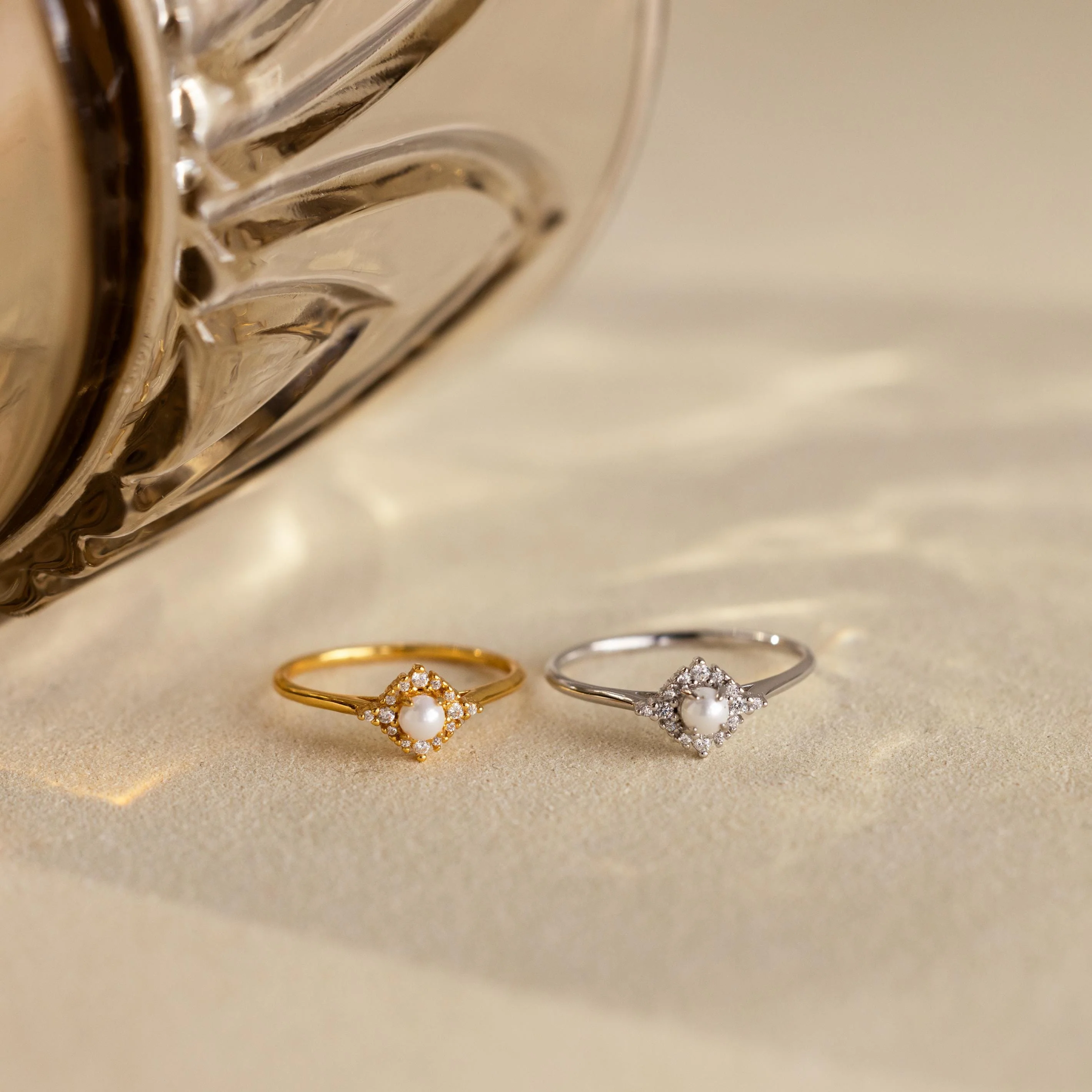Vintage Pave Pearl Ring in 18K Gold - Image 7