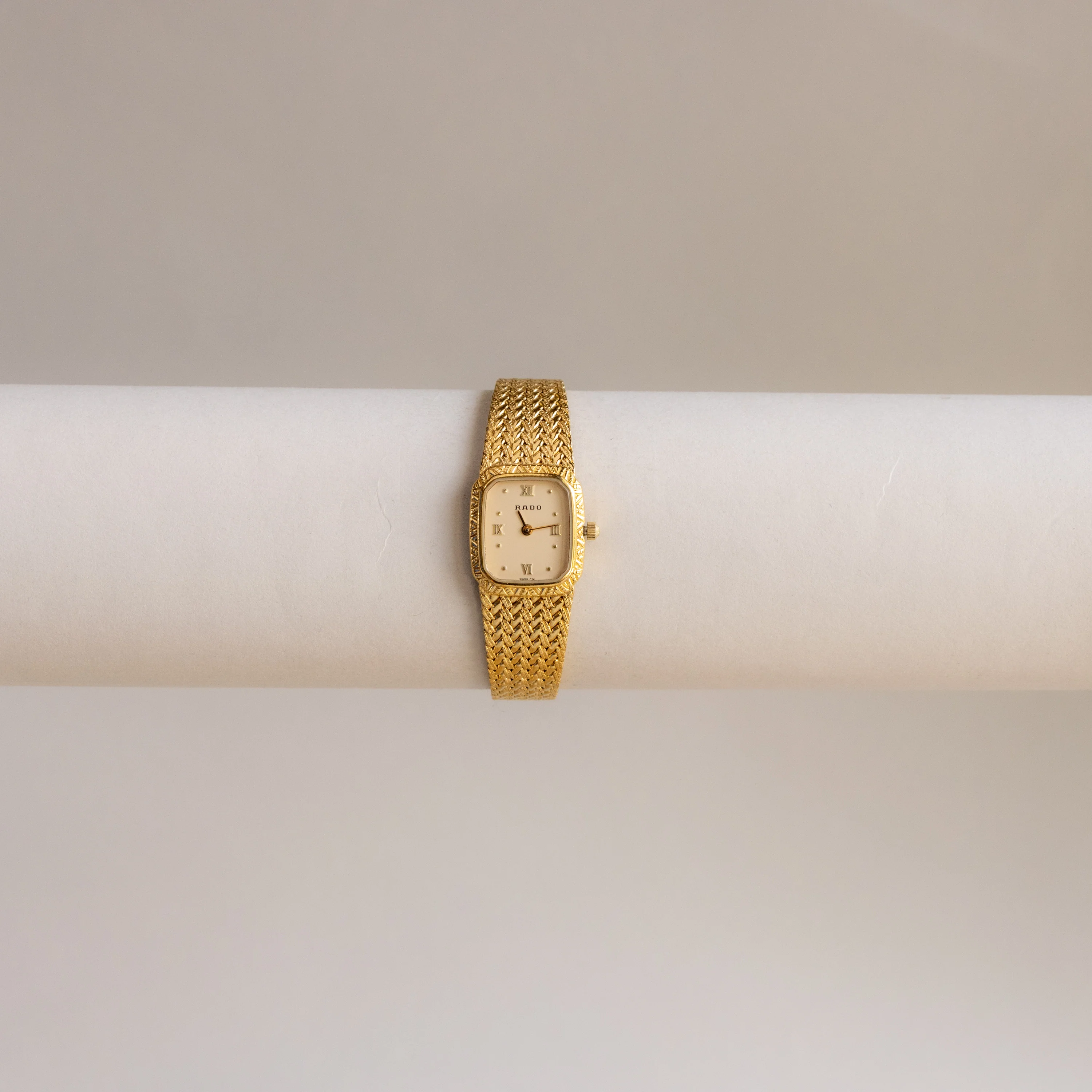 Vintage Rado Swiss Square Mesh Gold Watch - Image 2
