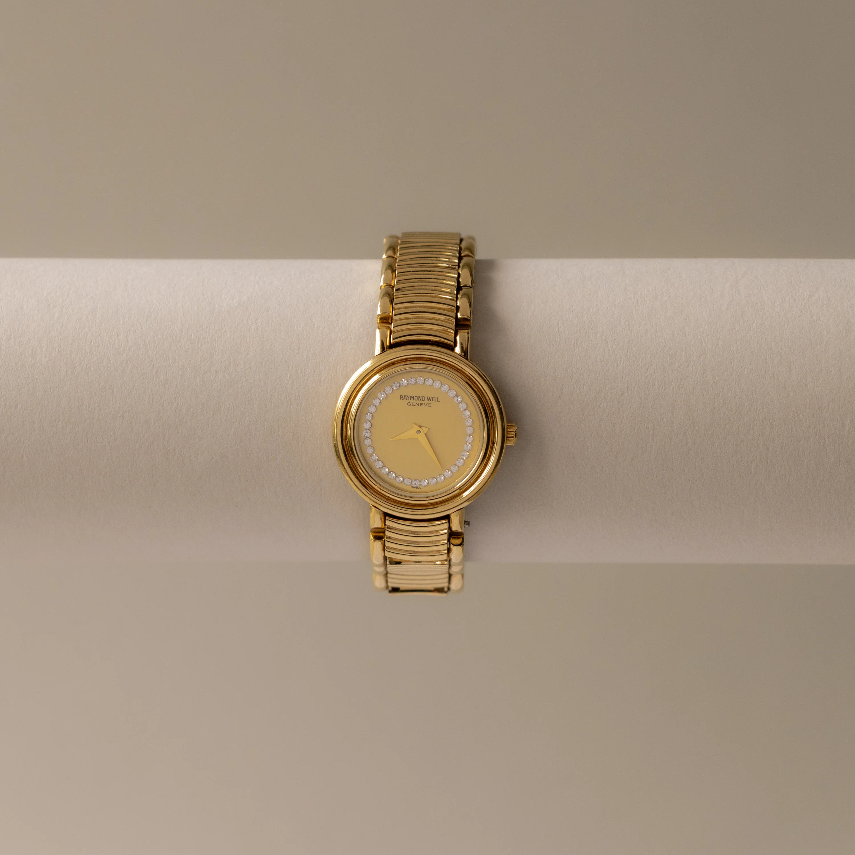 Vintage Raymond Weil Swiss Pave Gold Watch - Image 2