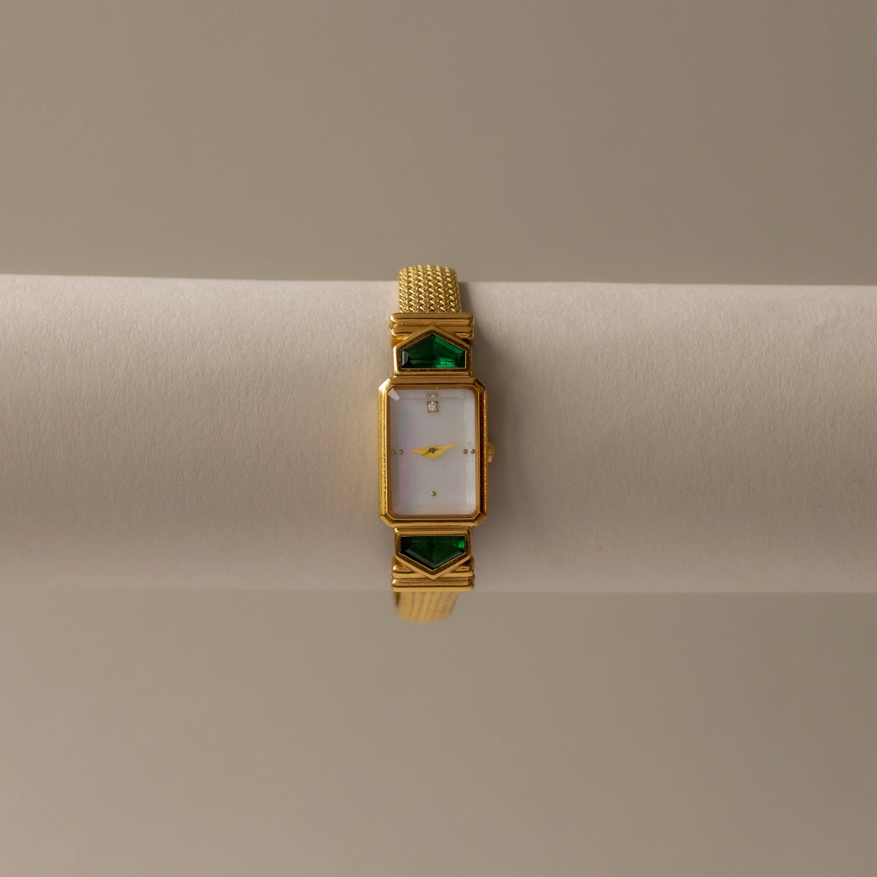 Vintage The Franklin Mint Emerald Gold Watch - Image 2