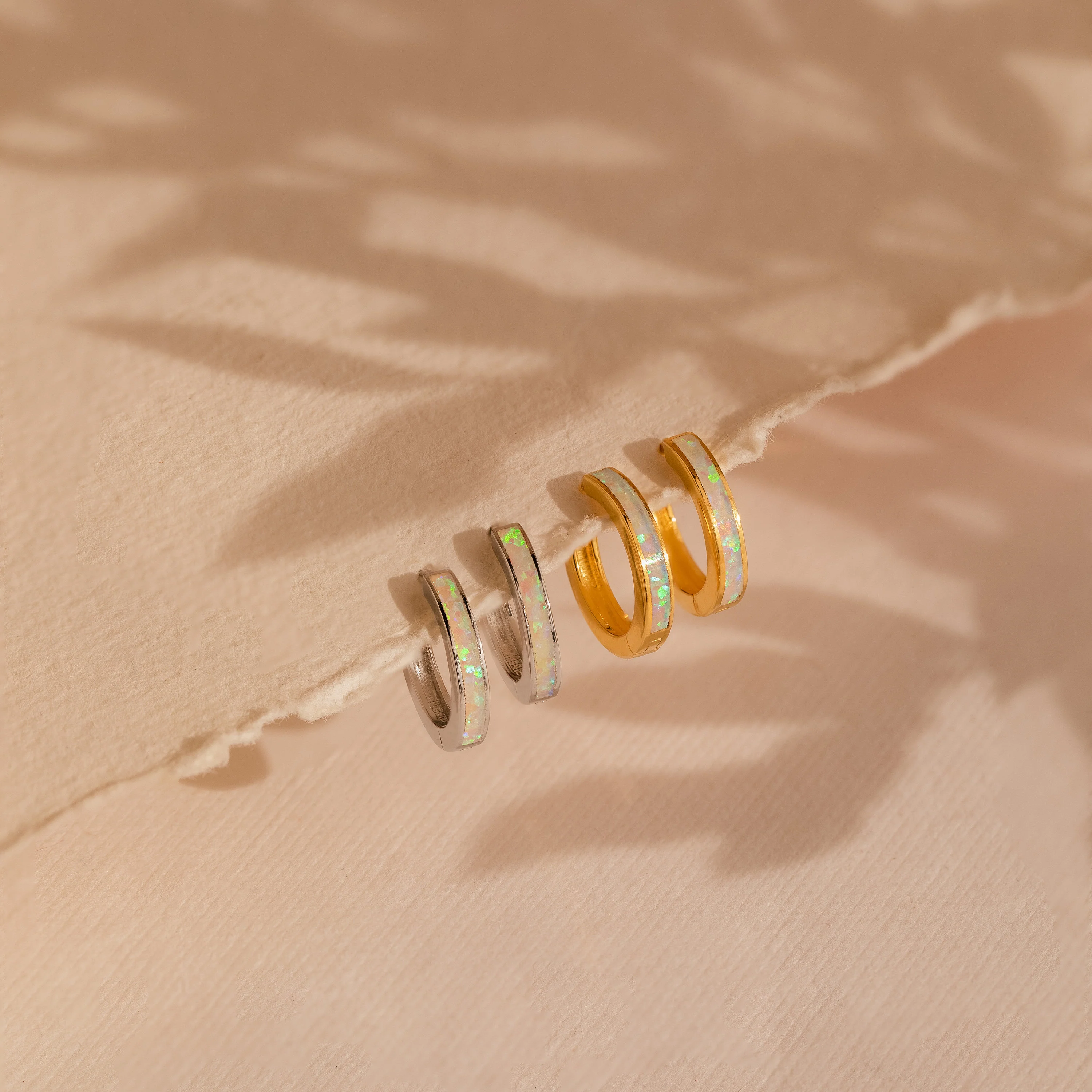 White Opal Inlay Hoops - Image 3