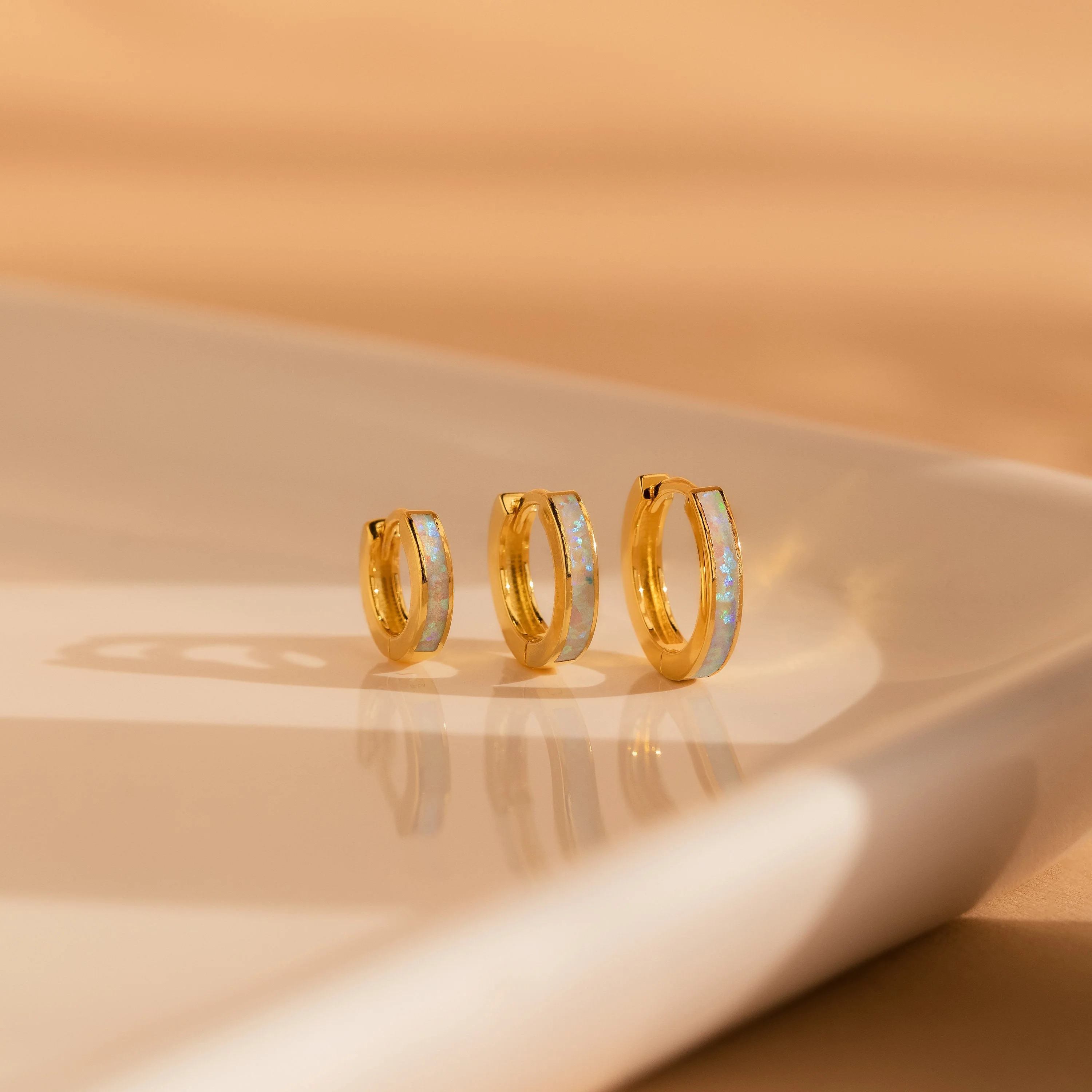 White Opal Inlay Hoops - Image 7